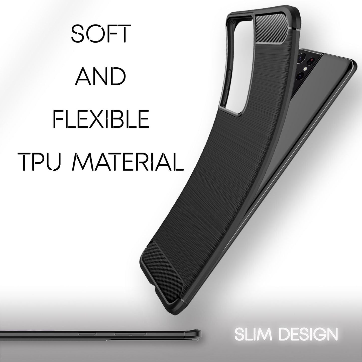 NALIA Design Handy Hülle für Samsung Galaxy S21 Ultra, Carbon Look Case Cover