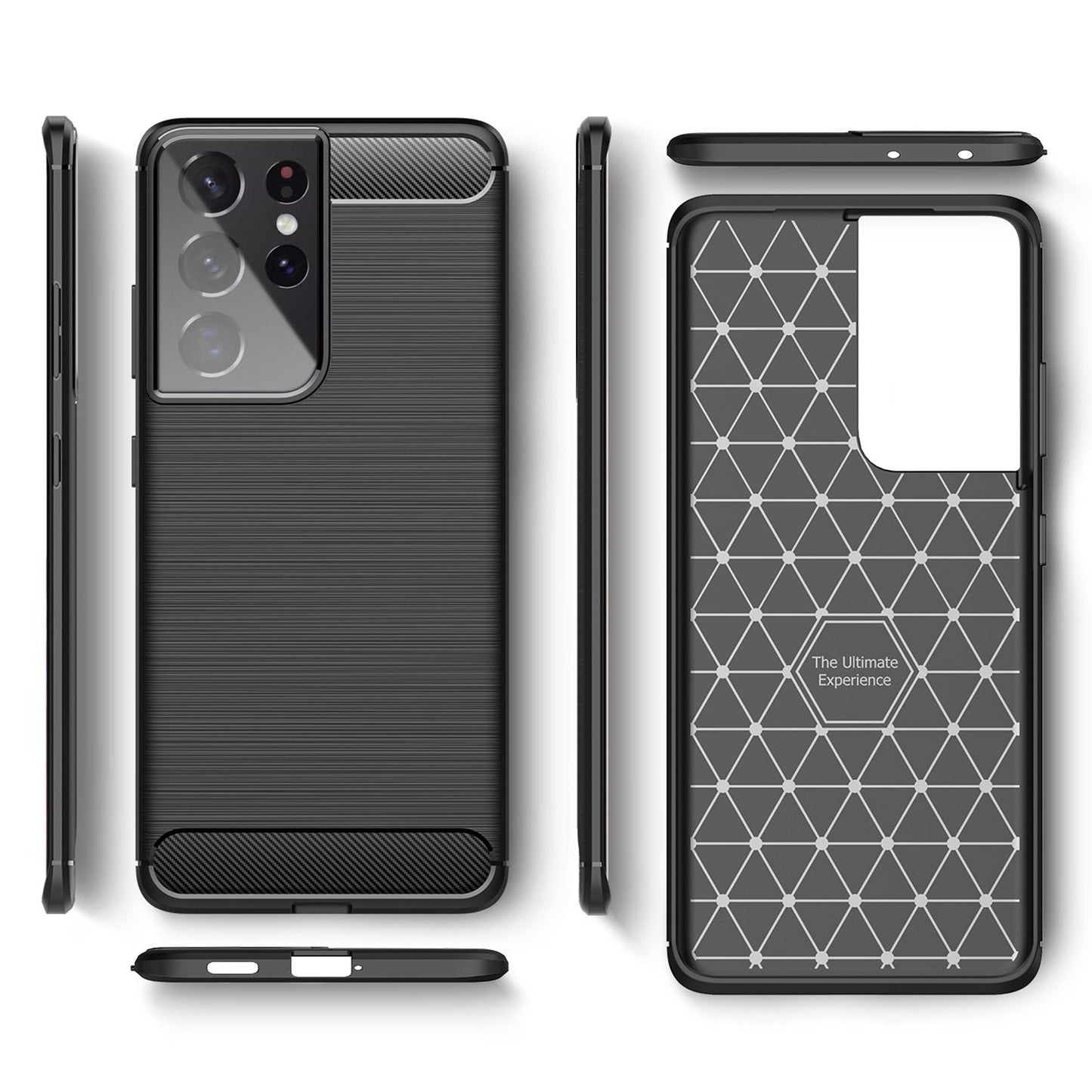 NALIA Design Handy Hülle für Samsung Galaxy S21 Ultra, Carbon Look Case Cover