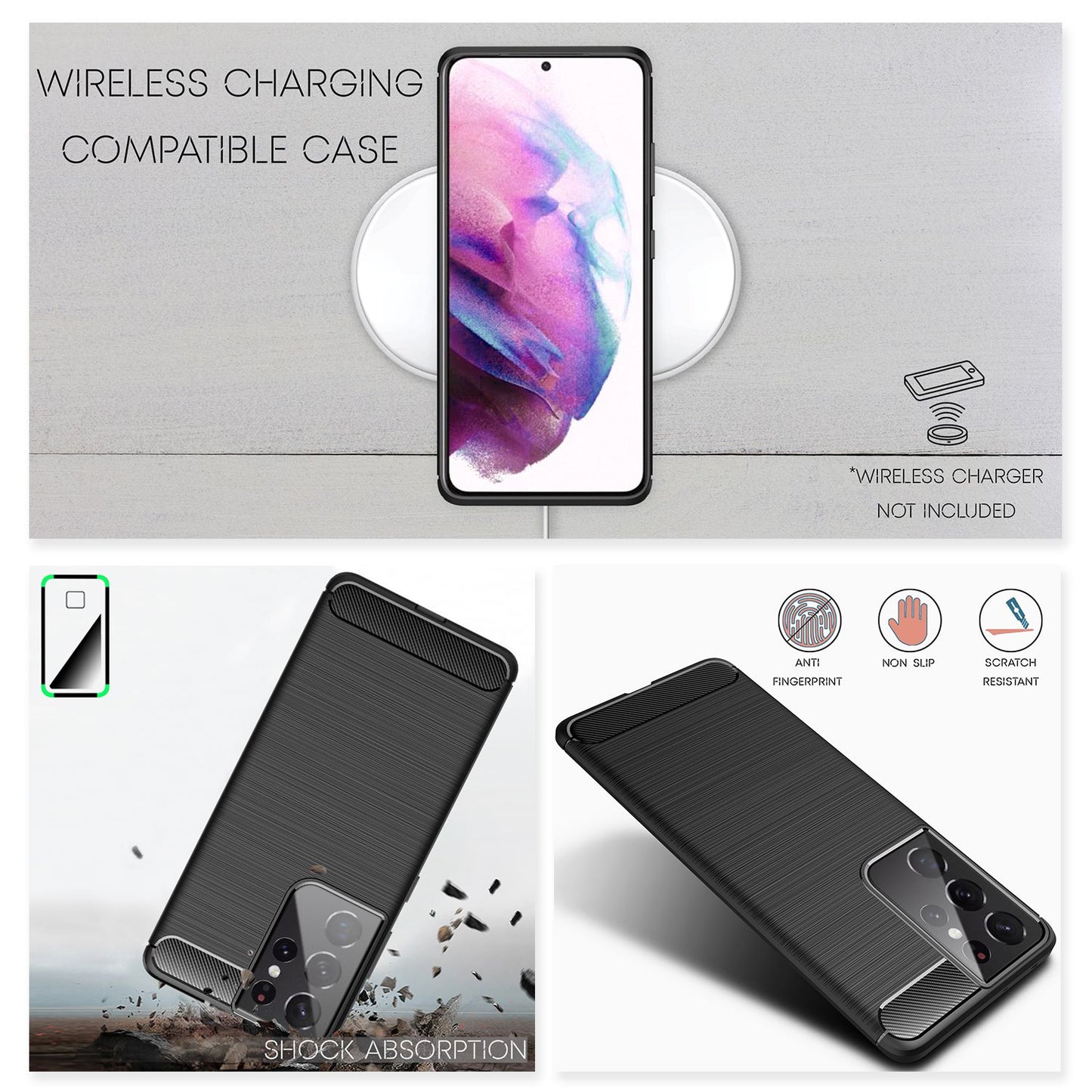 NALIA Design Handy Hülle für Samsung Galaxy S21 Ultra, Carbon Look Case Cover