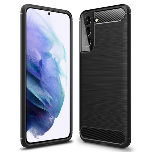 NALIA Design Phone Case for Samsung Galaxy S21, Carbon Look Case Cover Bumper