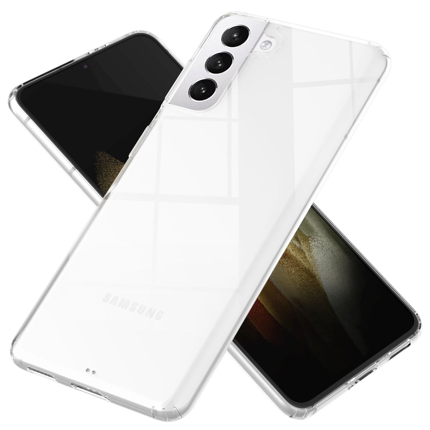 NALIA gegnsætt símahulstur fyrir Samsung Galaxy S21, hart hulstur með stuðara