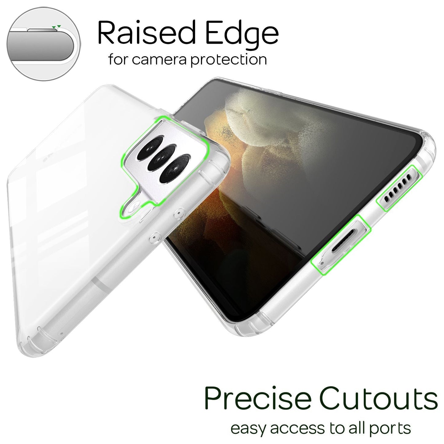 NALIA gegnsætt símahulstur fyrir Samsung Galaxy S21, hart hulstur með stuðara