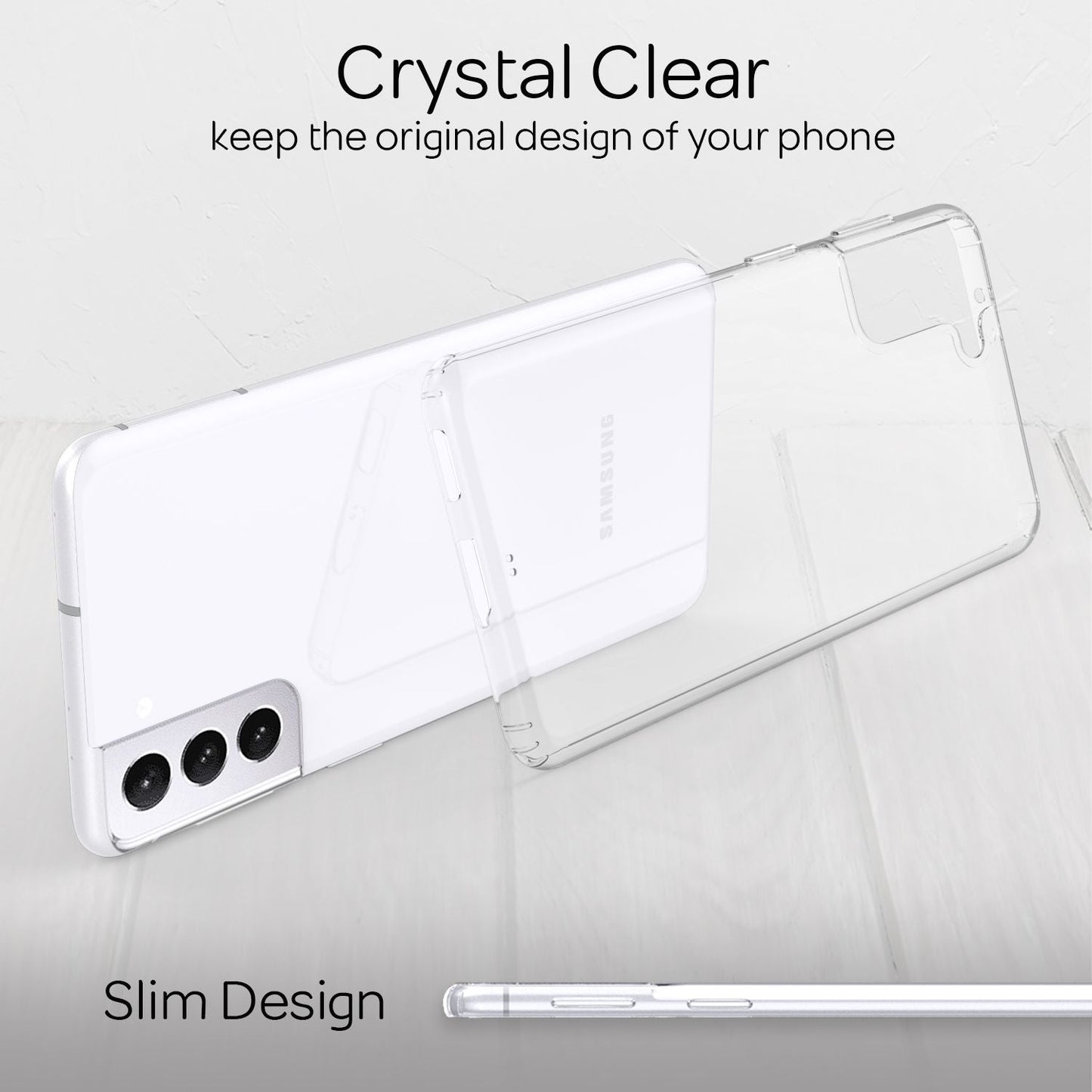 NALIA gegnsætt símahulstur fyrir Samsung Galaxy S21 Plus, hart hulstur