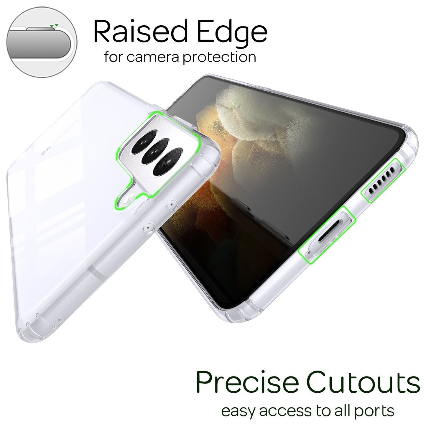 NALIA gegnsætt símahulstur fyrir Samsung Galaxy S21 Plus, hart hulstur