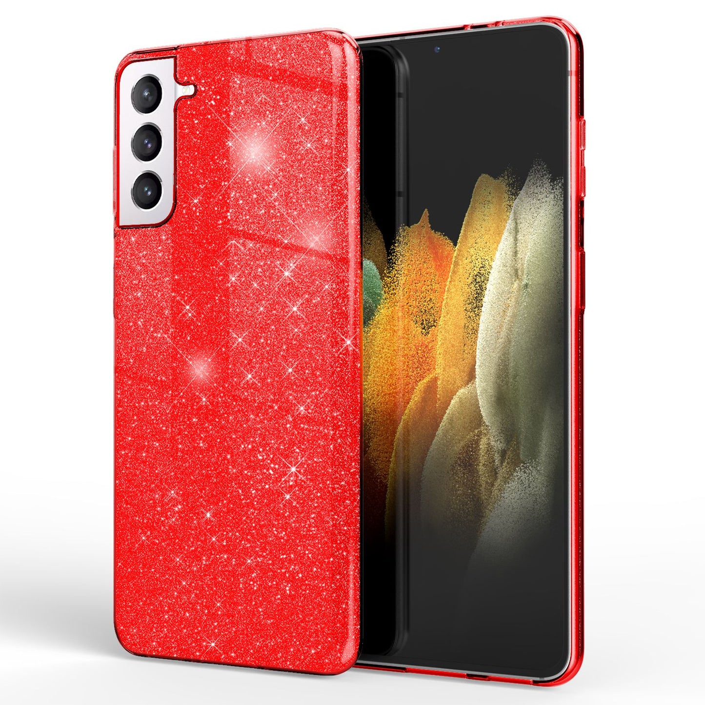 NALIA glitrandi símahulstur fyrir Samsung Galaxy S21, bakhlið með demöntum og steinum