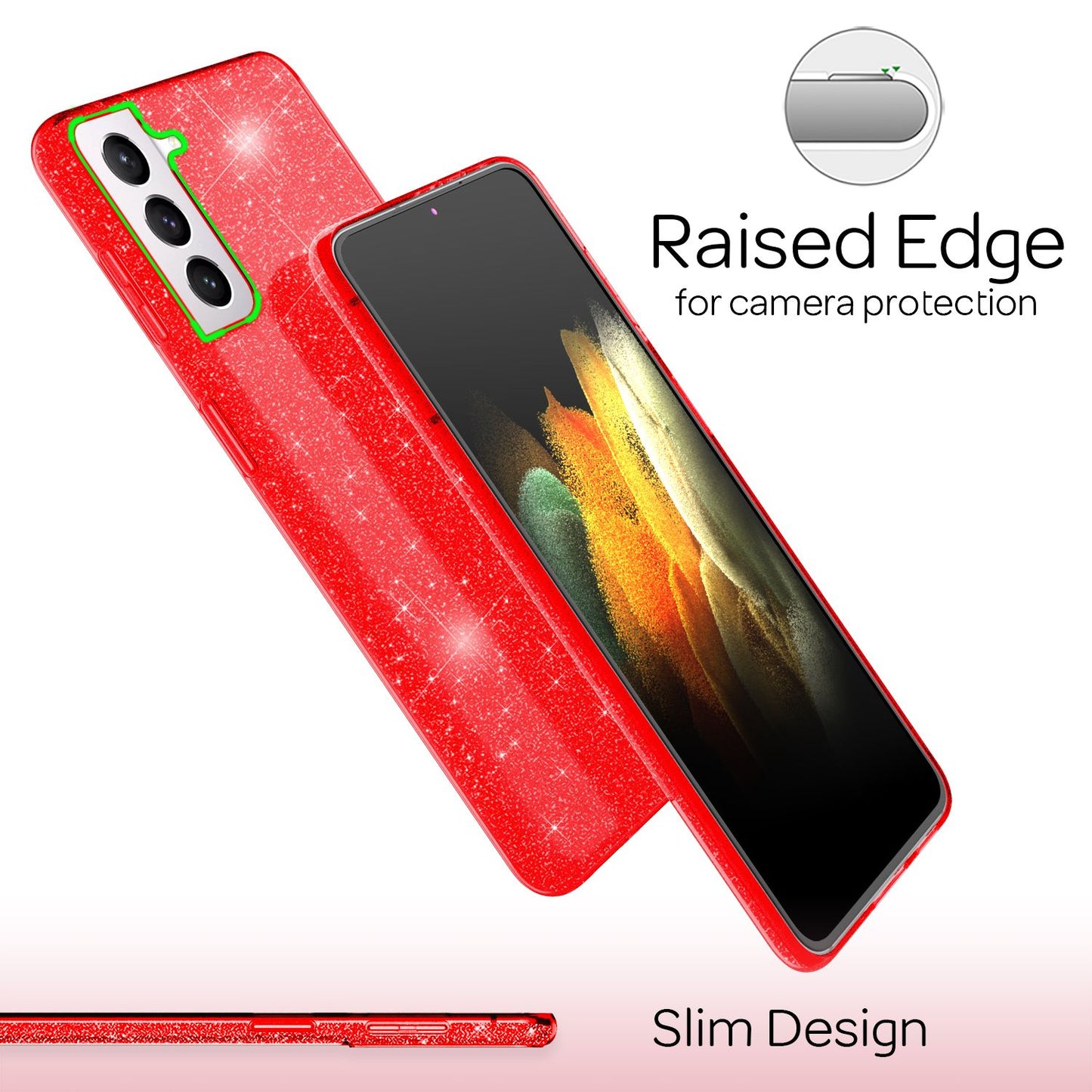 NALIA glitrandi símahulstur fyrir Samsung Galaxy S21, bakhlið með demöntum og steinum