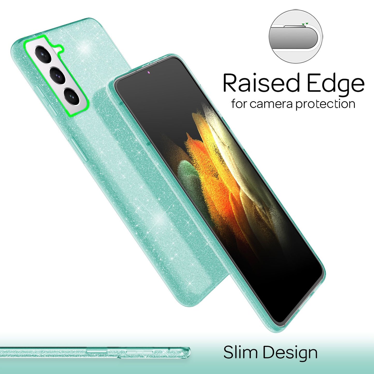 NALIA Glitter Phone Case for Samsung Galaxy S21 Plus, Rhinestone Diamond Back Cover