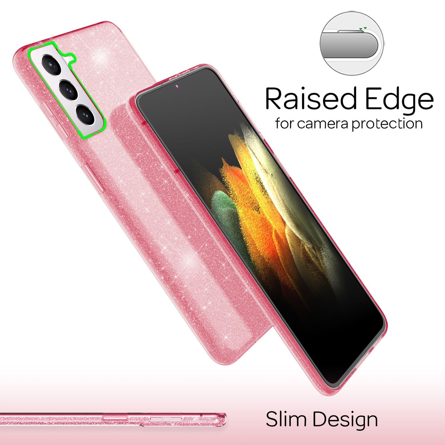 NALIA Glitter Phone Case for Samsung Galaxy S21 Plus, Rhinestone Diamond Back Cover