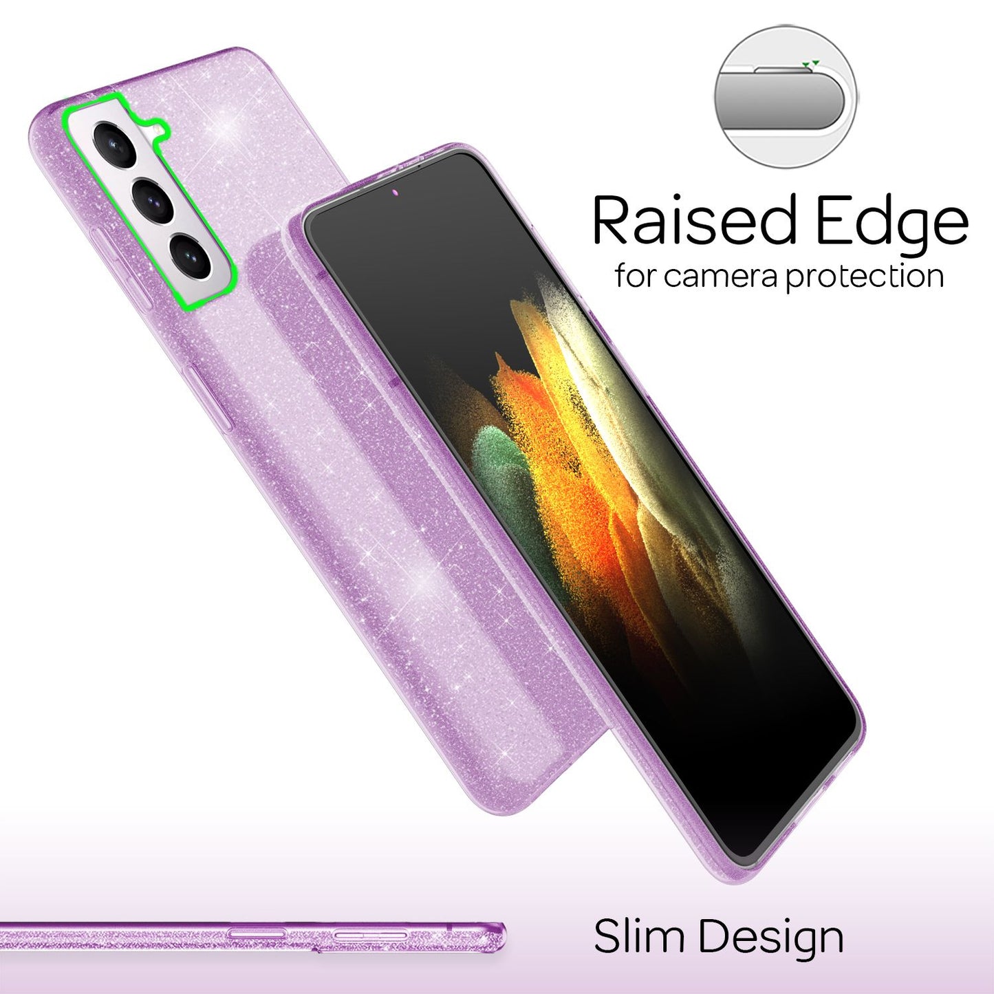 NALIA Glitter Phone Case for Samsung Galaxy S21 Plus, Rhinestone Diamond Back Cover