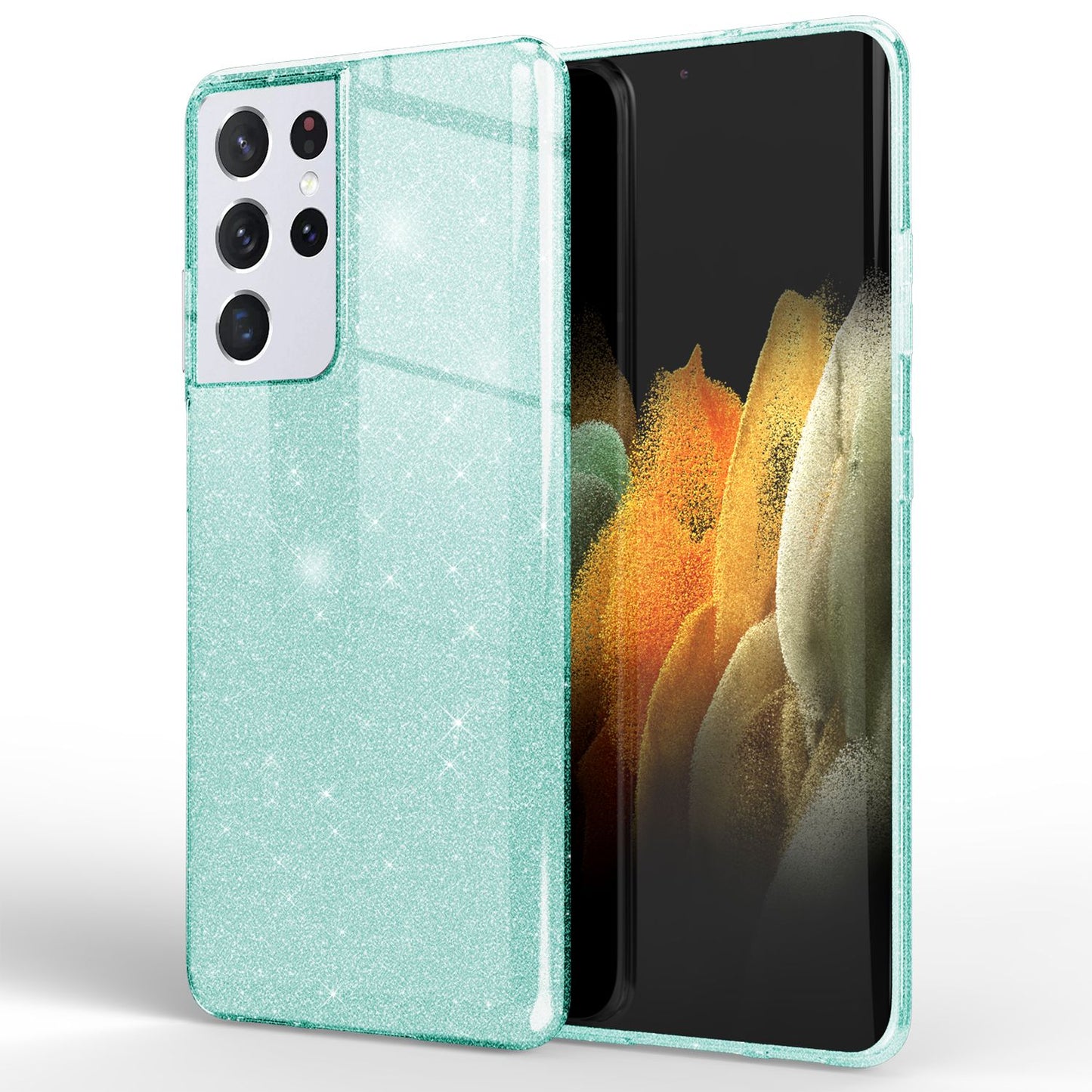 NALIA glitrandi símahulstur fyrir Samsung Galaxy S21 Ultra, demantshulstur með glitrandi bling-mynstri