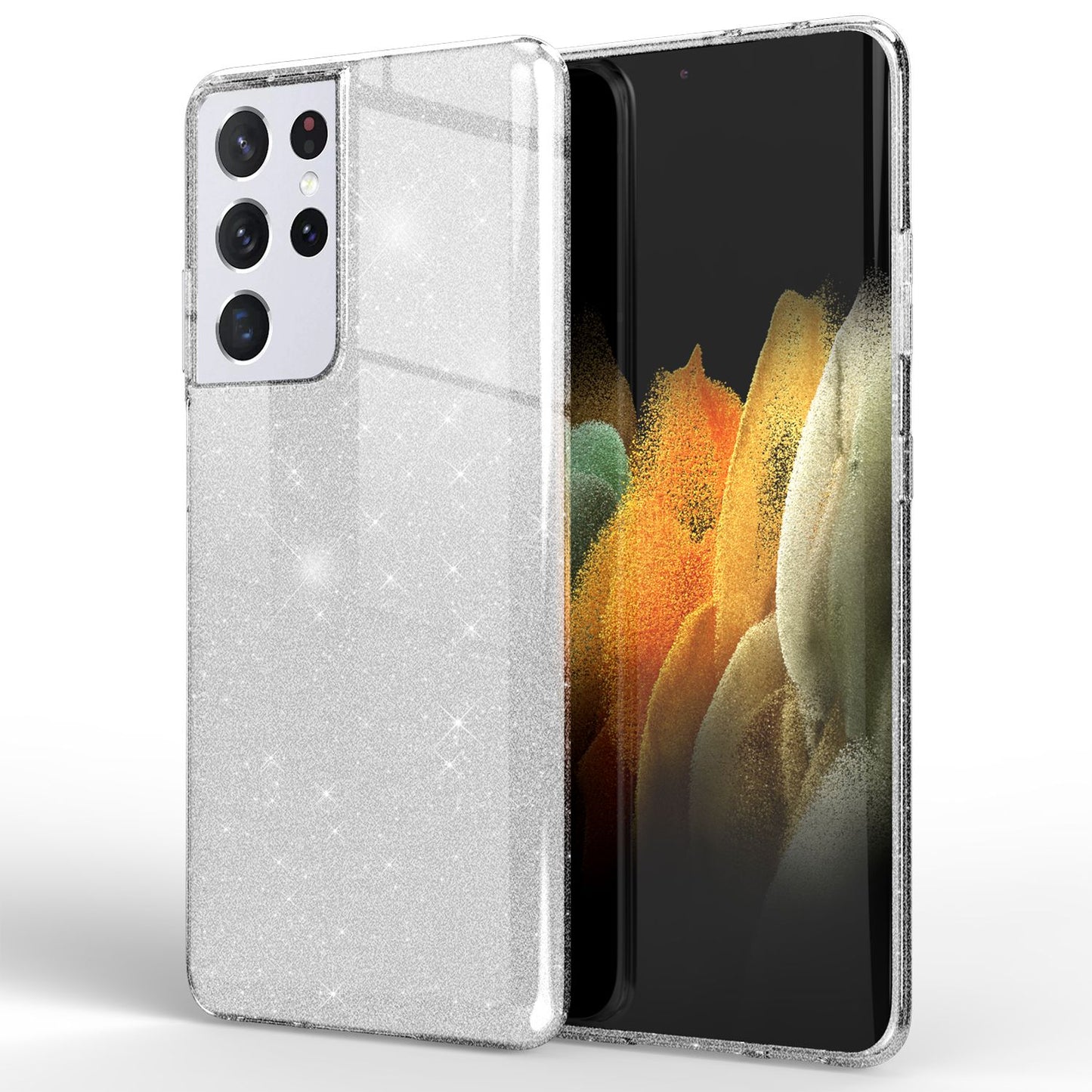 NALIA glitrandi símahulstur fyrir Samsung Galaxy S21 Ultra, demantshulstur með glitrandi bling-mynstri