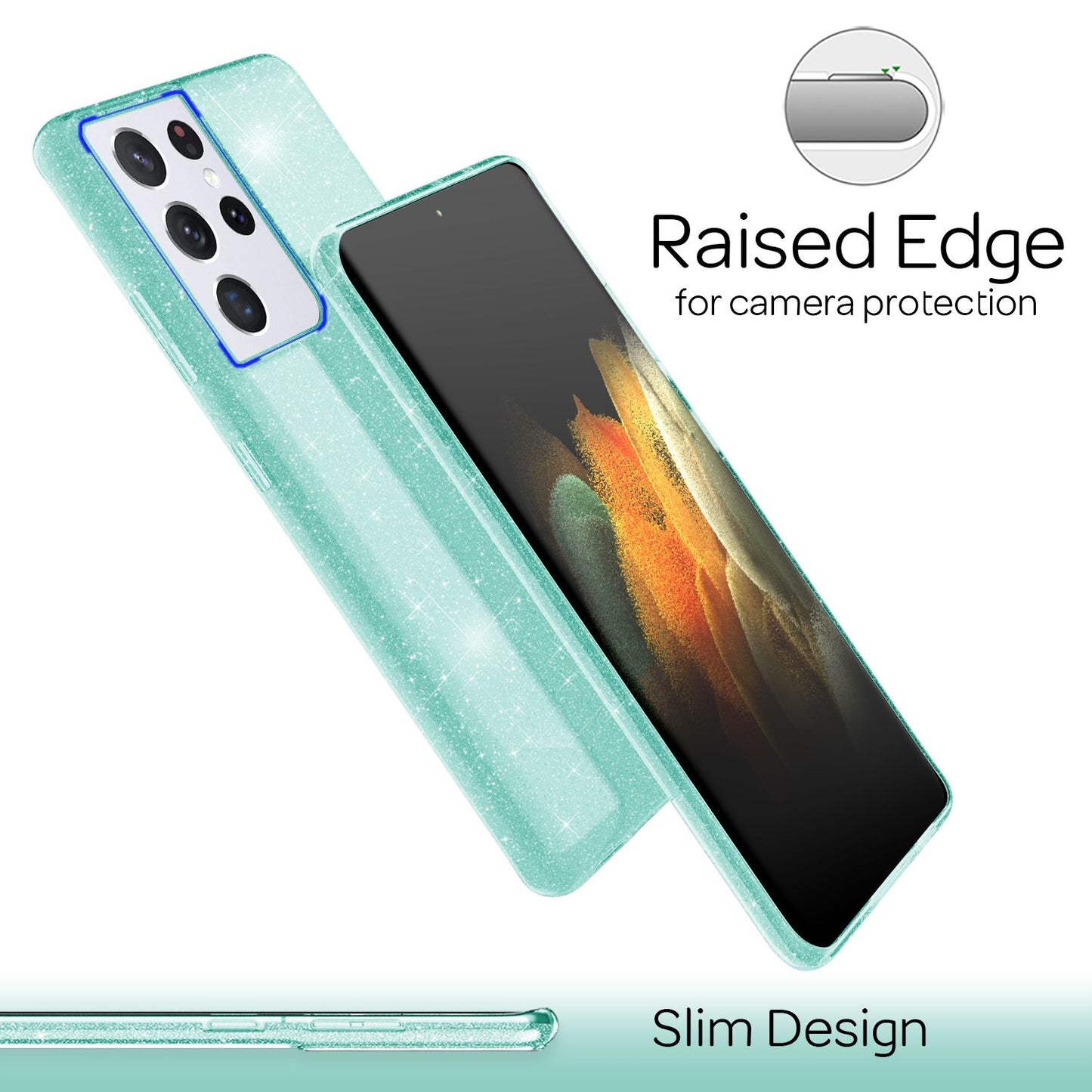 NALIA glitrandi símahulstur fyrir Samsung Galaxy S21 Ultra, demantshulstur með glitrandi bling-mynstri