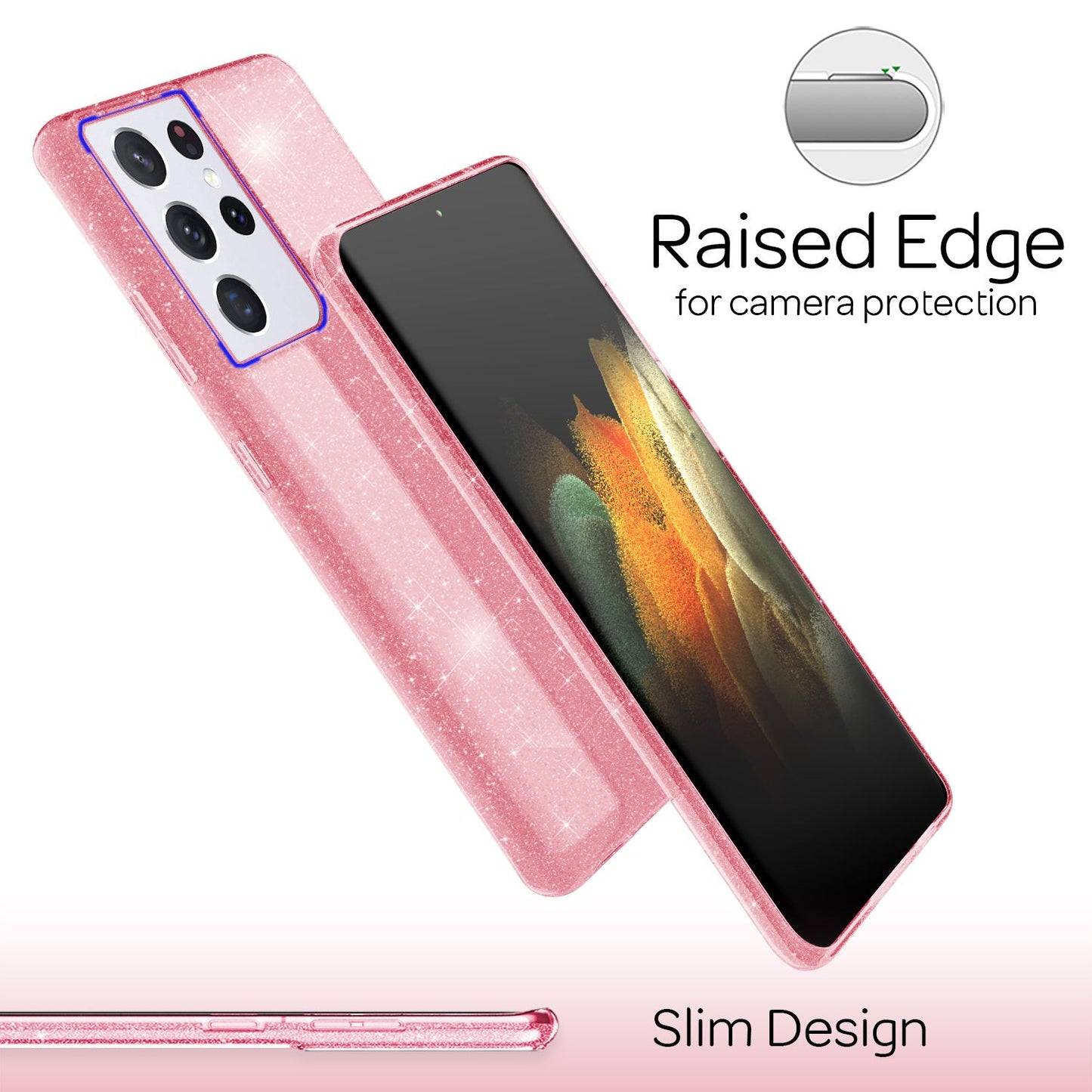 NALIA glitrandi símahulstur fyrir Samsung Galaxy S21 Ultra, demantshulstur með glitrandi bling-mynstri