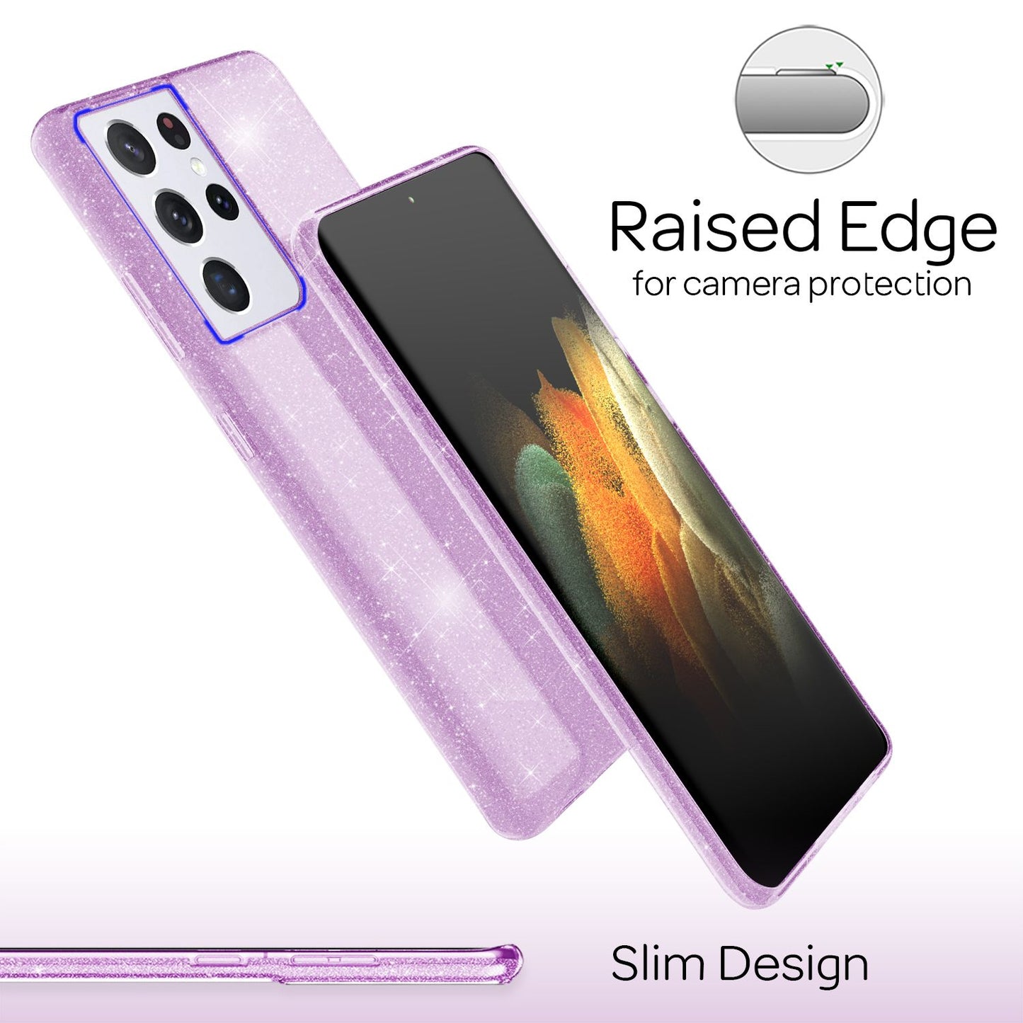 NALIA glitrandi símahulstur fyrir Samsung Galaxy S21 Ultra, demantshulstur með glitrandi bling-mynstri