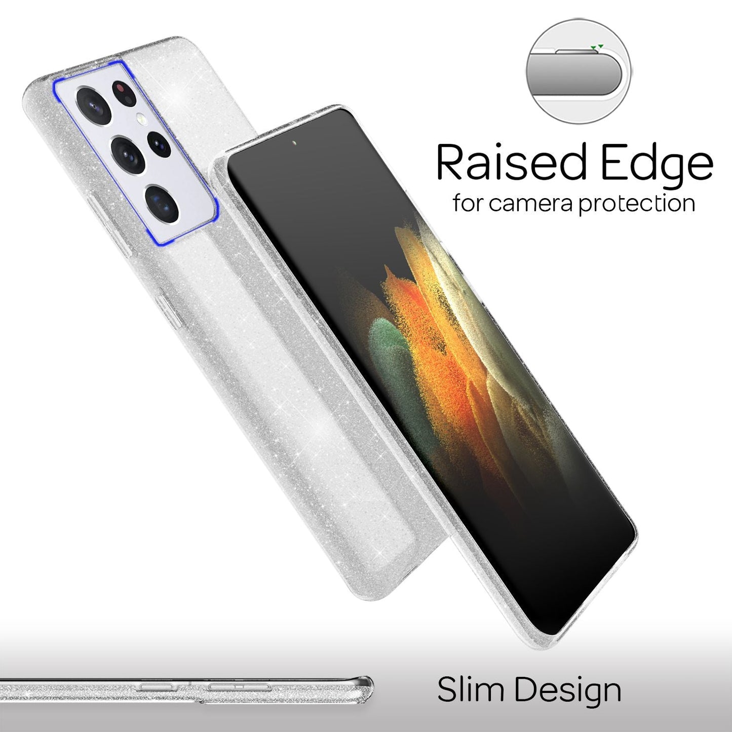 NALIA glitrandi símahulstur fyrir Samsung Galaxy S21 Ultra, demantshulstur með glitrandi bling-mynstri