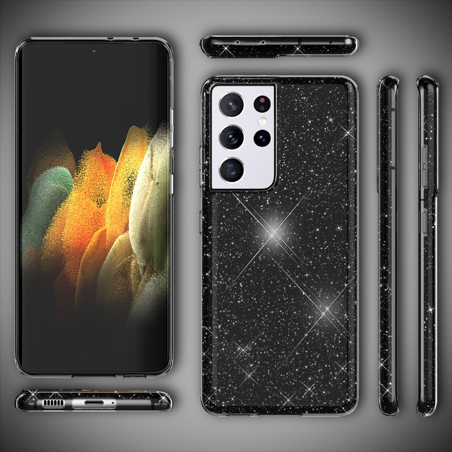 NALIA glitrandi símahulstur fyrir Samsung Galaxy S21 Ultra, demantshulstur með glitrandi bling-mynstri