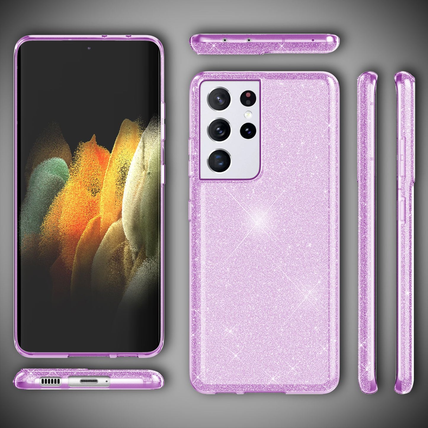 NALIA glitrandi símahulstur fyrir Samsung Galaxy S21 Ultra, demantshulstur með glitrandi bling-mynstri