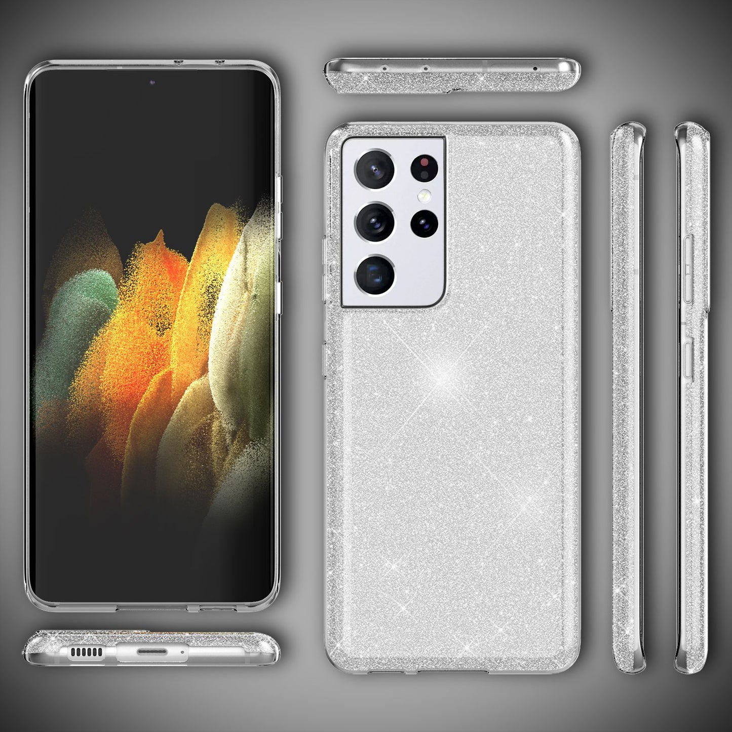 NALIA glitrandi símahulstur fyrir Samsung Galaxy S21 Ultra, demantshulstur með glitrandi bling-mynstri