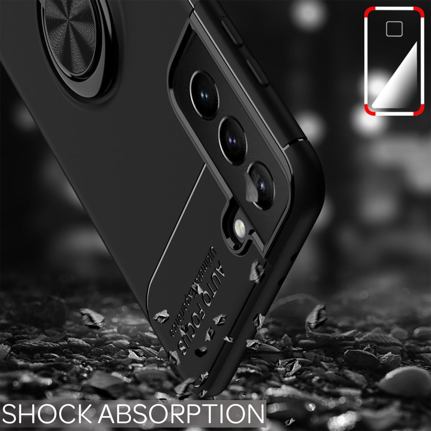 NALIA Ring símahulstur fyrir Samsung Galaxy S21, hlífðarhulstur með stuðara