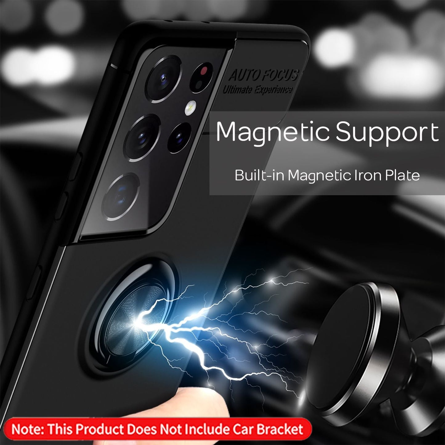 NALIA Ring símahulstur fyrir Samsung Galaxy S21 Ultra, hlífðarhulstur með stuðara