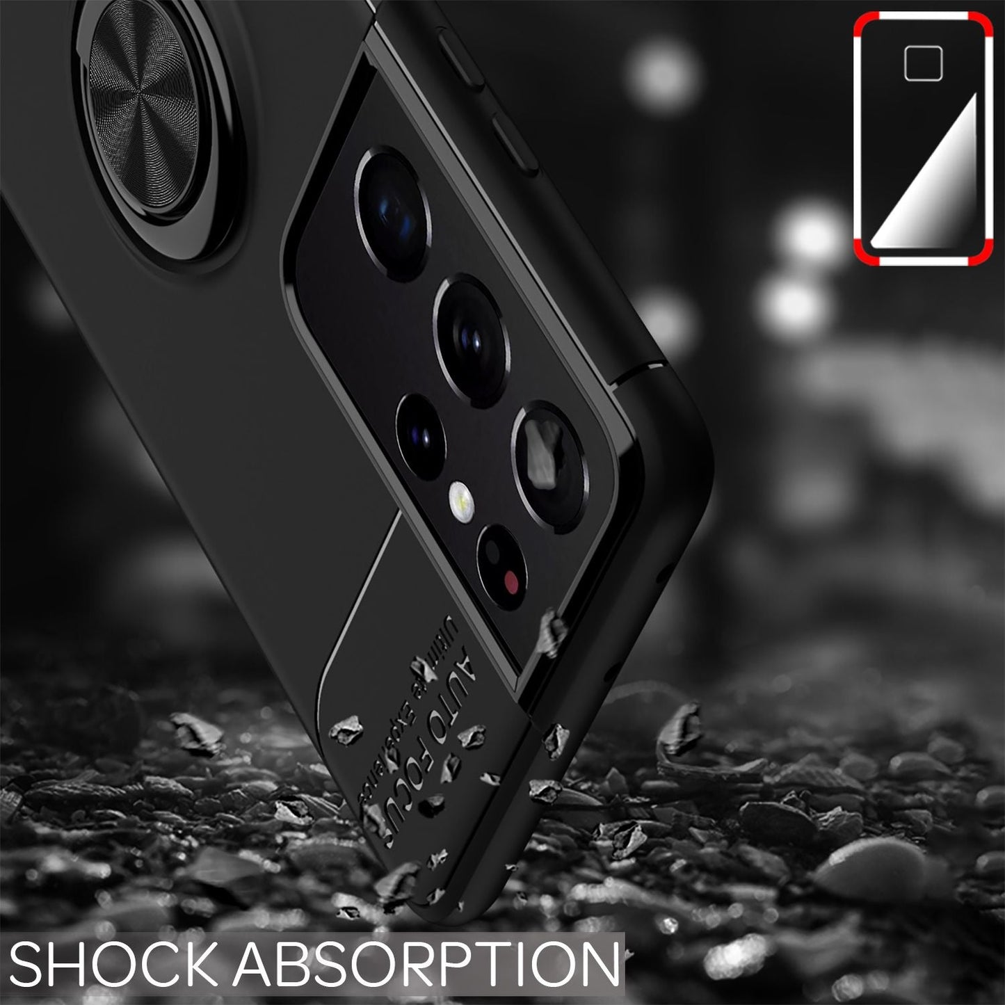 NALIA Ring símahulstur fyrir Samsung Galaxy S21 Ultra, hlífðarhulstur með stuðara