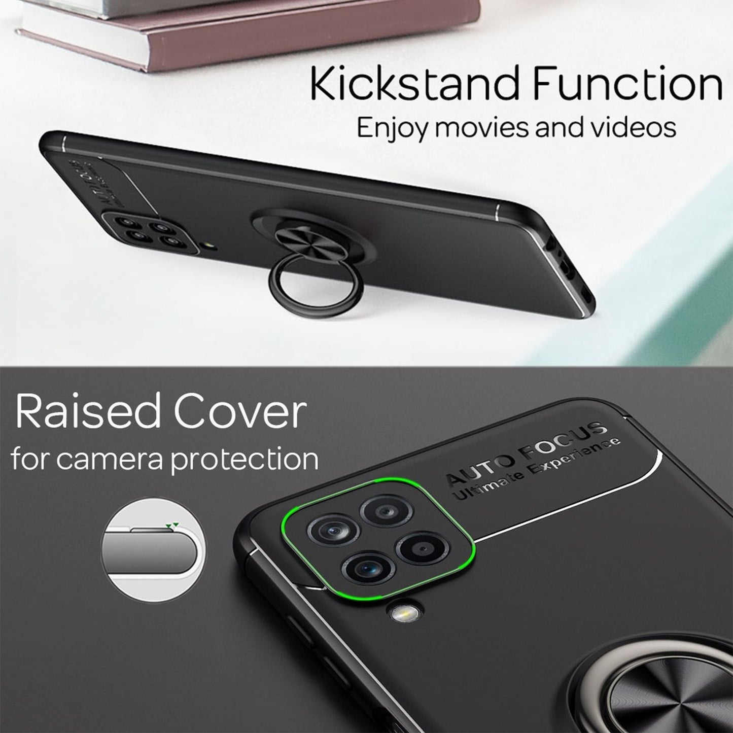 NALIA Ring Phone Case for Samsung Galaxy A12, Protective Case Bag Bumper