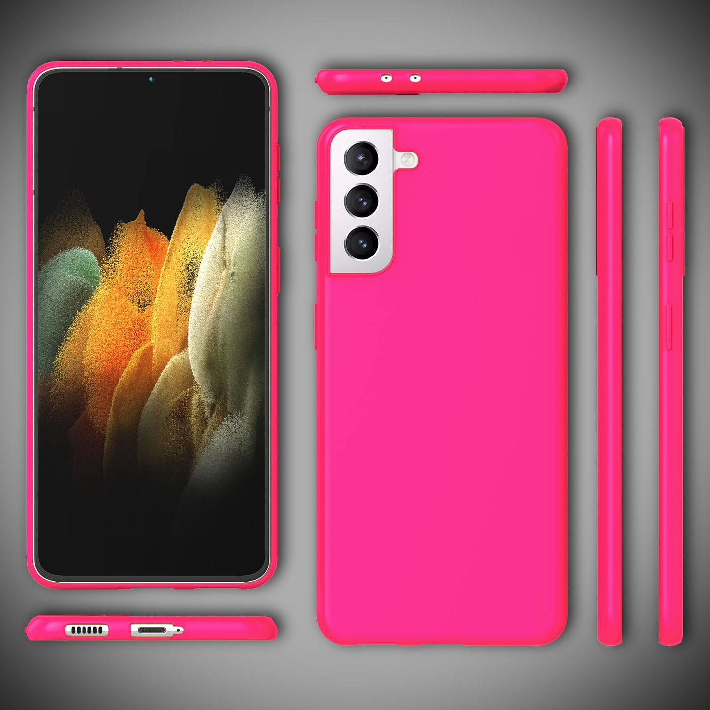 NALIA Neon Phone Case for Samsung Galaxy S21, Silicone Case Cover Bumper Case