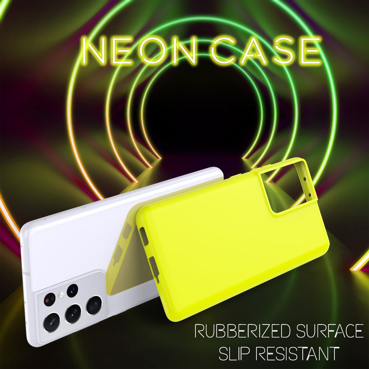 NALIA Neon Phone Case for Samsung Galaxy S21 Ultra, Silicone Case Cover Bumper