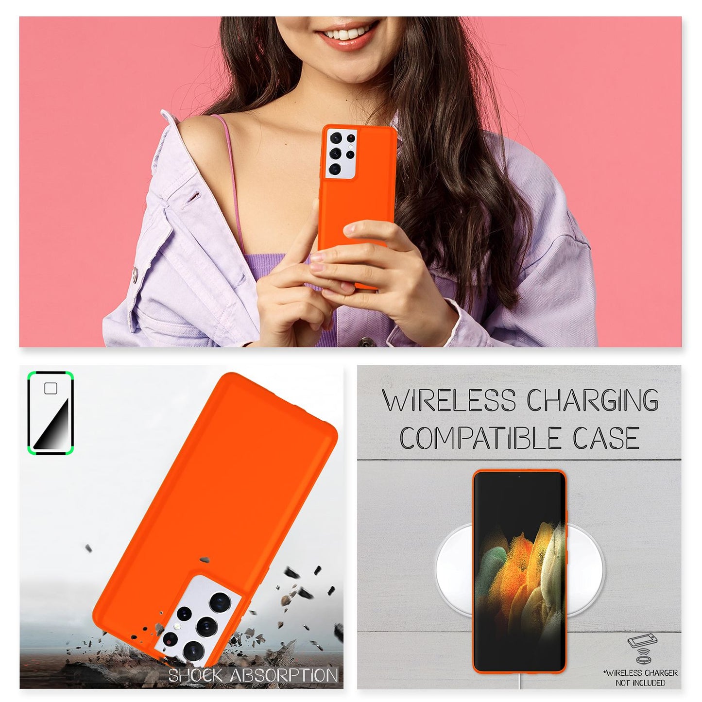 NALIA Neon Phone Case for Samsung Galaxy S21 Ultra, Silicone Case Cover Bumper