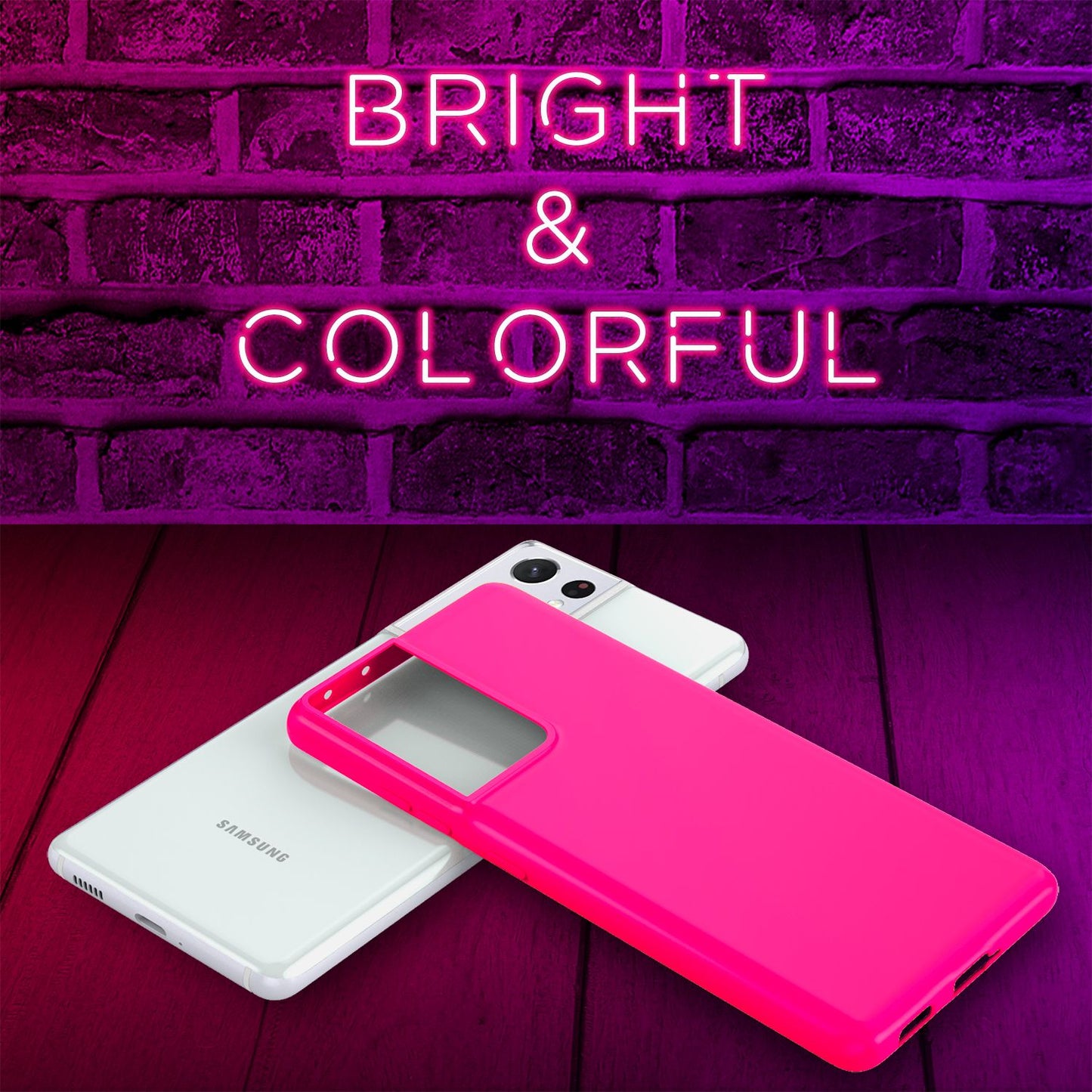 NALIA Neon Phone Case for Samsung Galaxy S21 Ultra, Silicone Case Cover Bumper