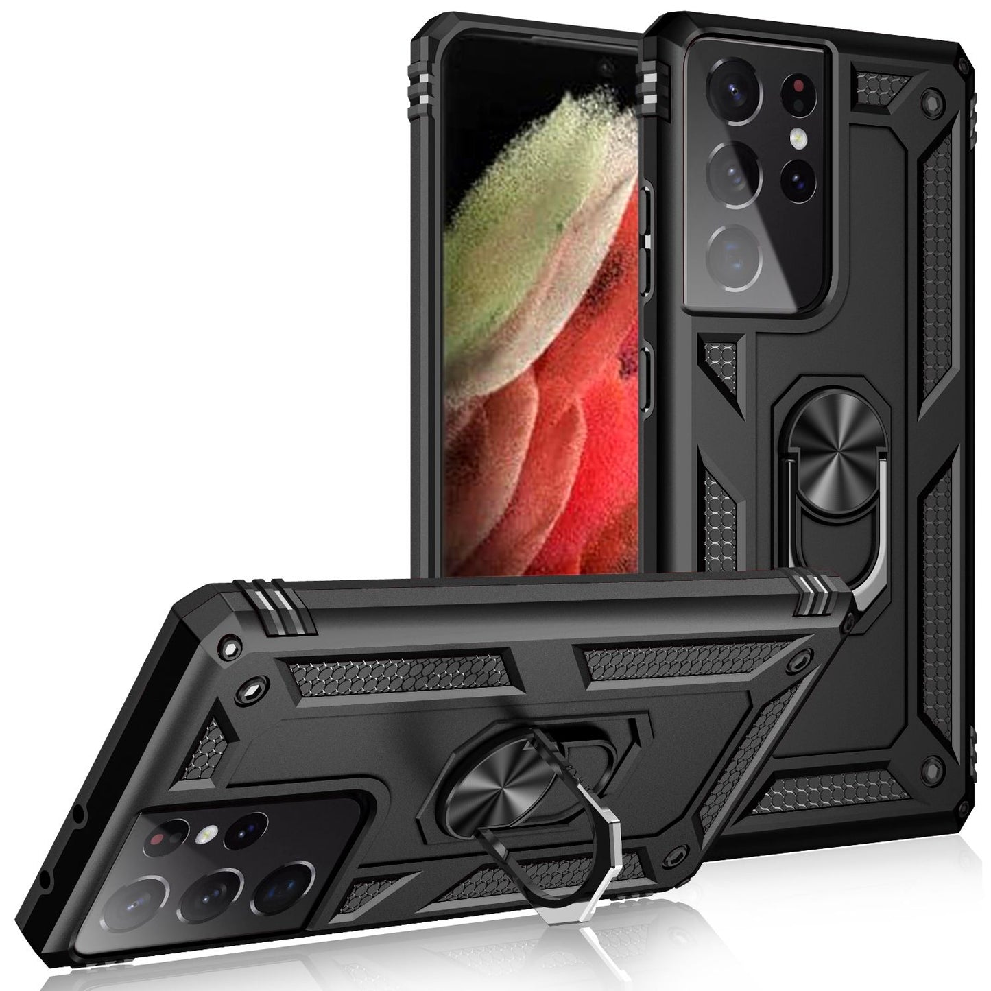 NALIA Ring símahulstur fyrir Samsung Galaxy S21 Ultra, verndandi poki