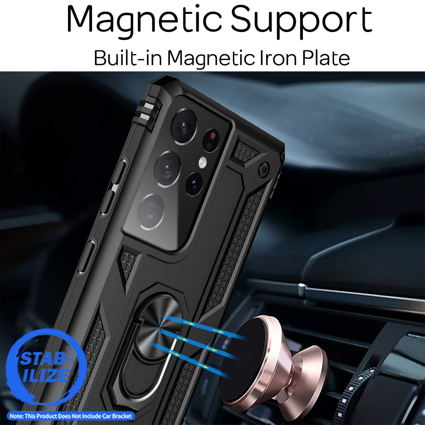 NALIA Ring símahulstur fyrir Samsung Galaxy S21 Ultra, verndandi poki