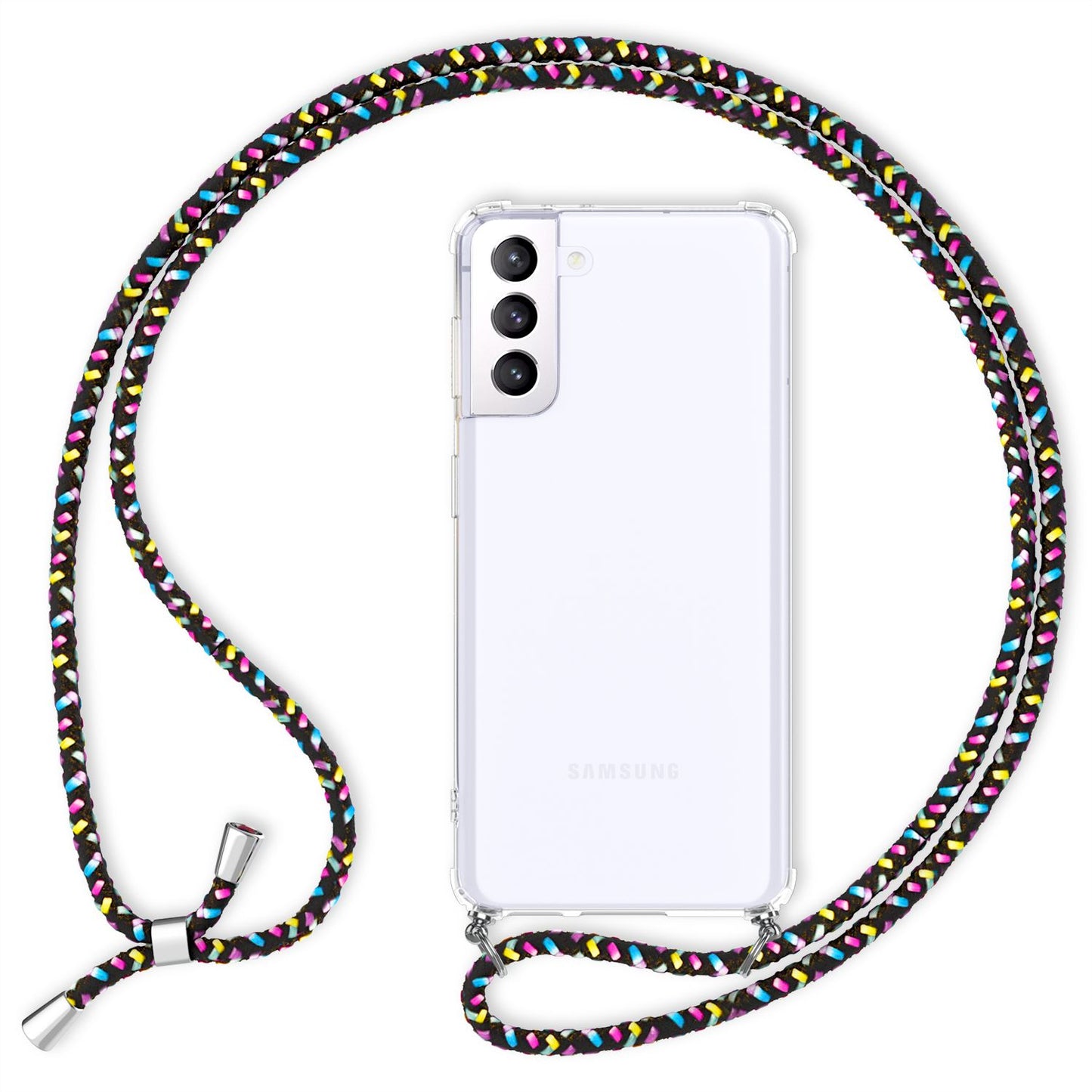 NALIA Clear Phone Case with Chain for Samsung Galaxy S21 Plus, Band Case Cover