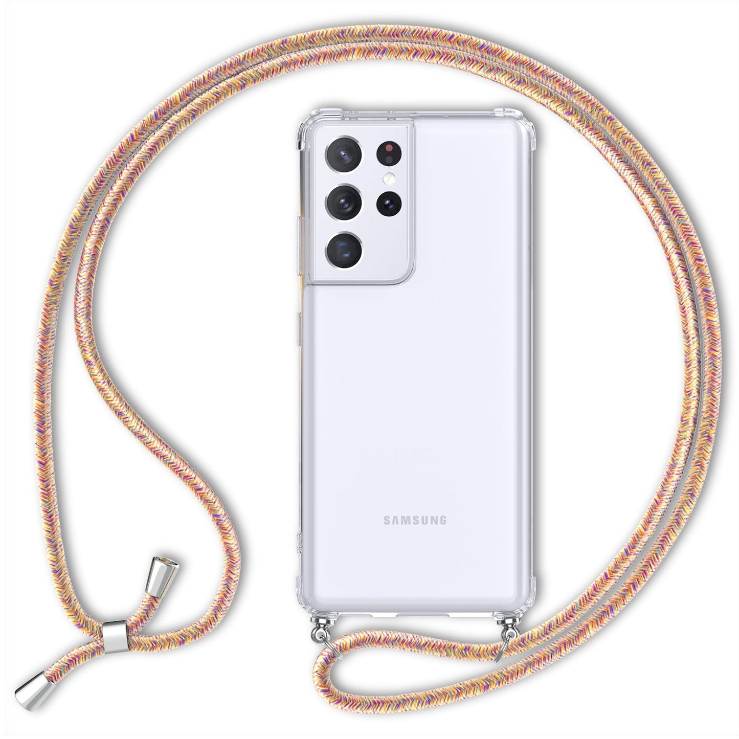 NALIA gegnsætt símahulstur með keðju fyrir Samsung Galaxy S21 Ultra, hálsmen