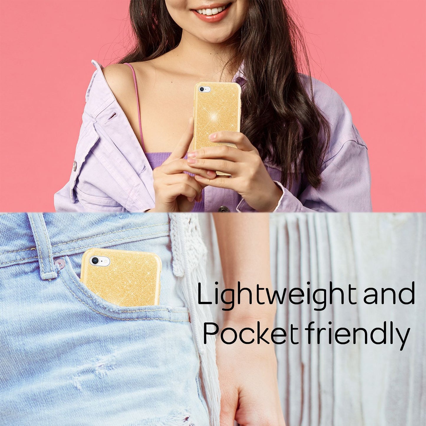 NALIA iPhone SE 2022 / SE 2020 / iPhone 8 / iPhone 7 - Glitrandi hulstur fyrir farsíma