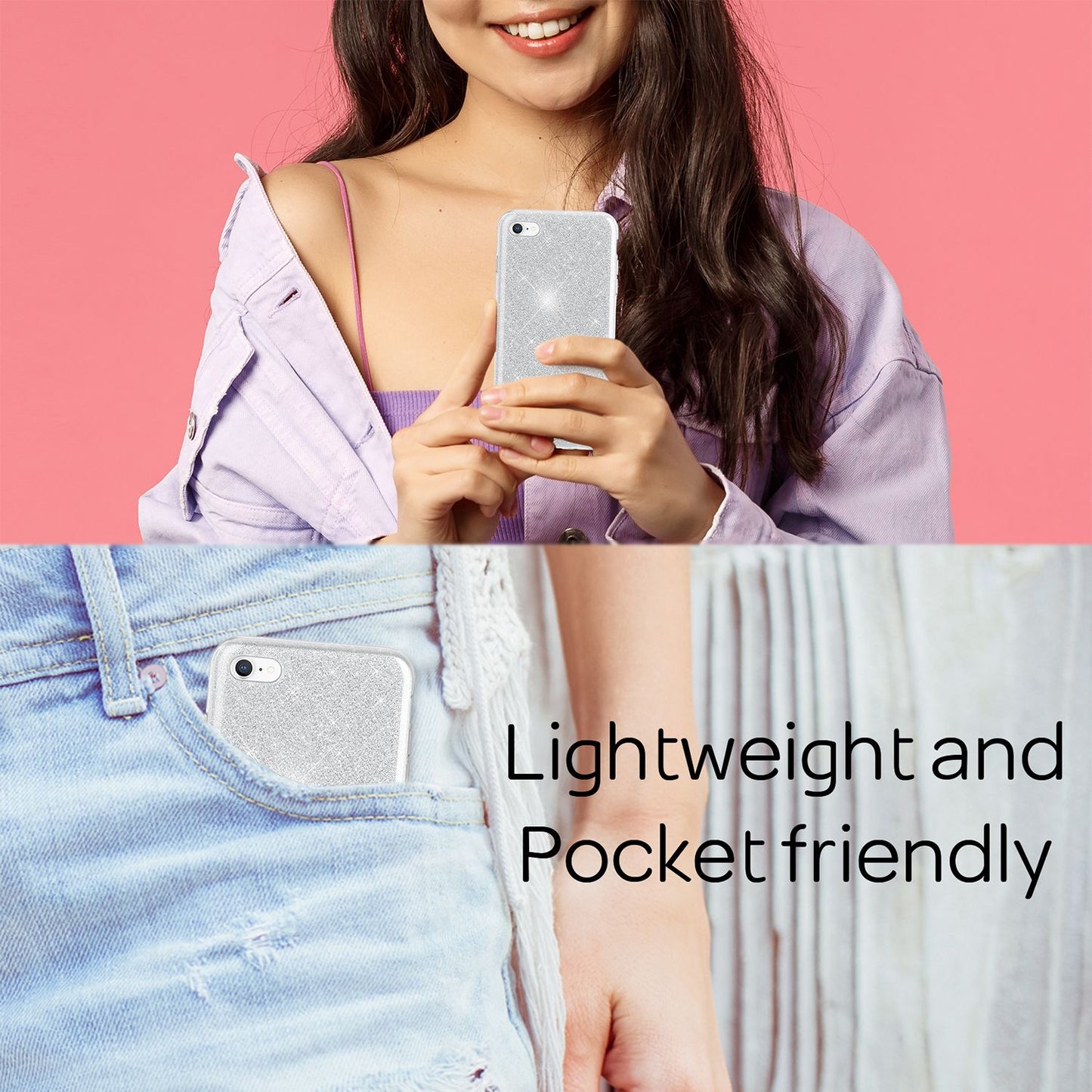 NALIA iPhone SE 2022 / SE 2020 / iPhone 8 / iPhone 7 - Glitrandi hulstur fyrir farsíma