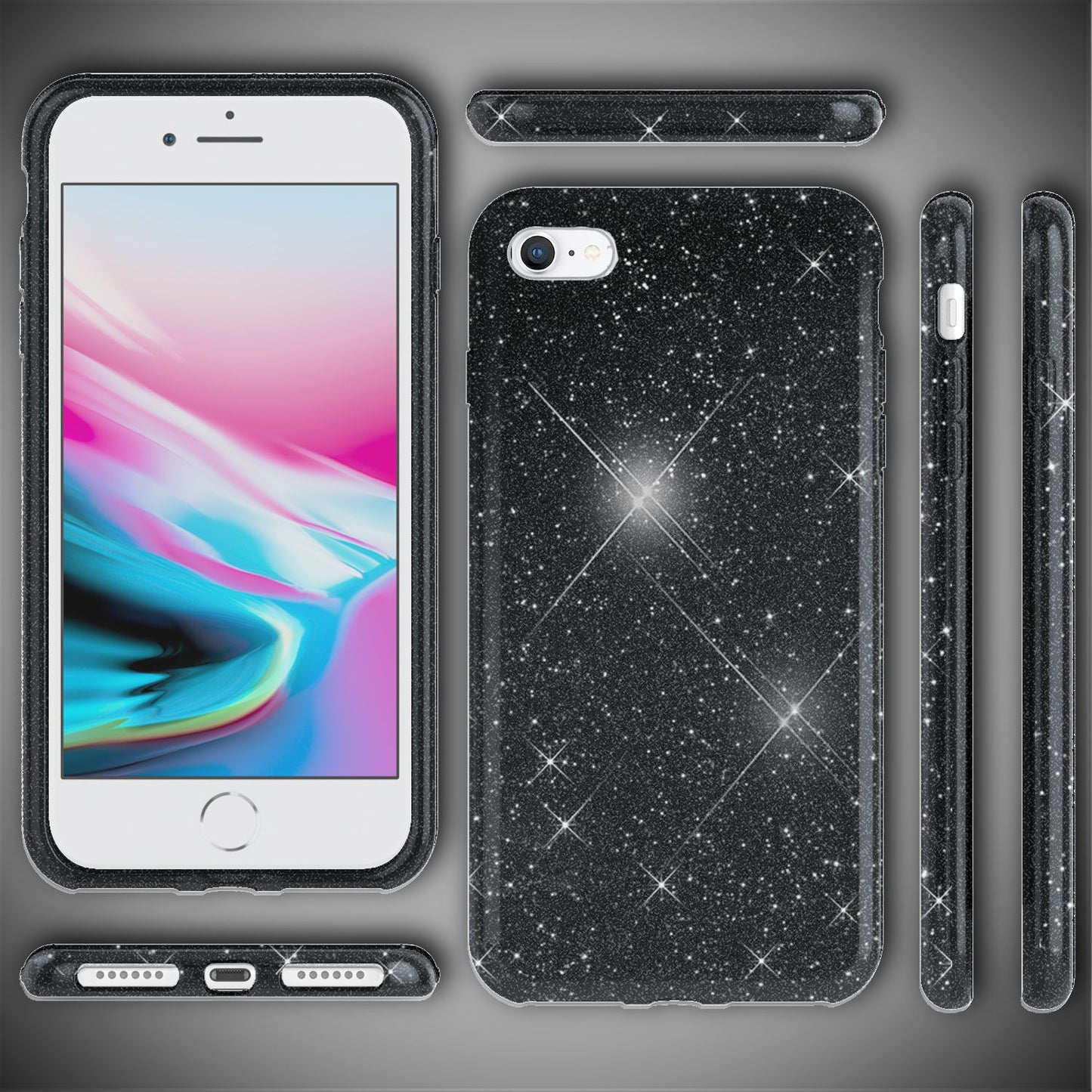 NALIA iPhone SE 2022 / SE 2020 / iPhone 8 / iPhone 7 - Glitrandi hulstur fyrir farsíma