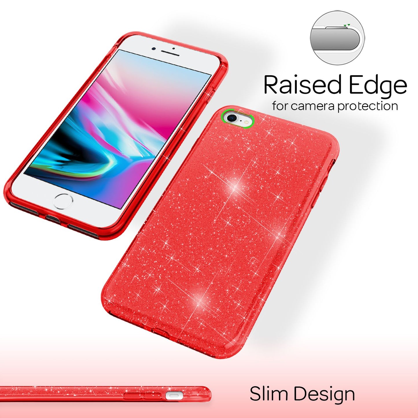 NALIA iPhone SE 2022 / SE 2020 / iPhone 8 / iPhone 7 - Glitrandi hulstur fyrir farsíma