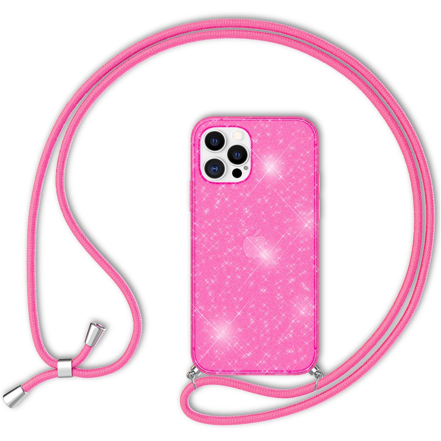 NALIA Glitter Case with Chain for iPhone 12 Pro Max, Glitter Case Cord Cover