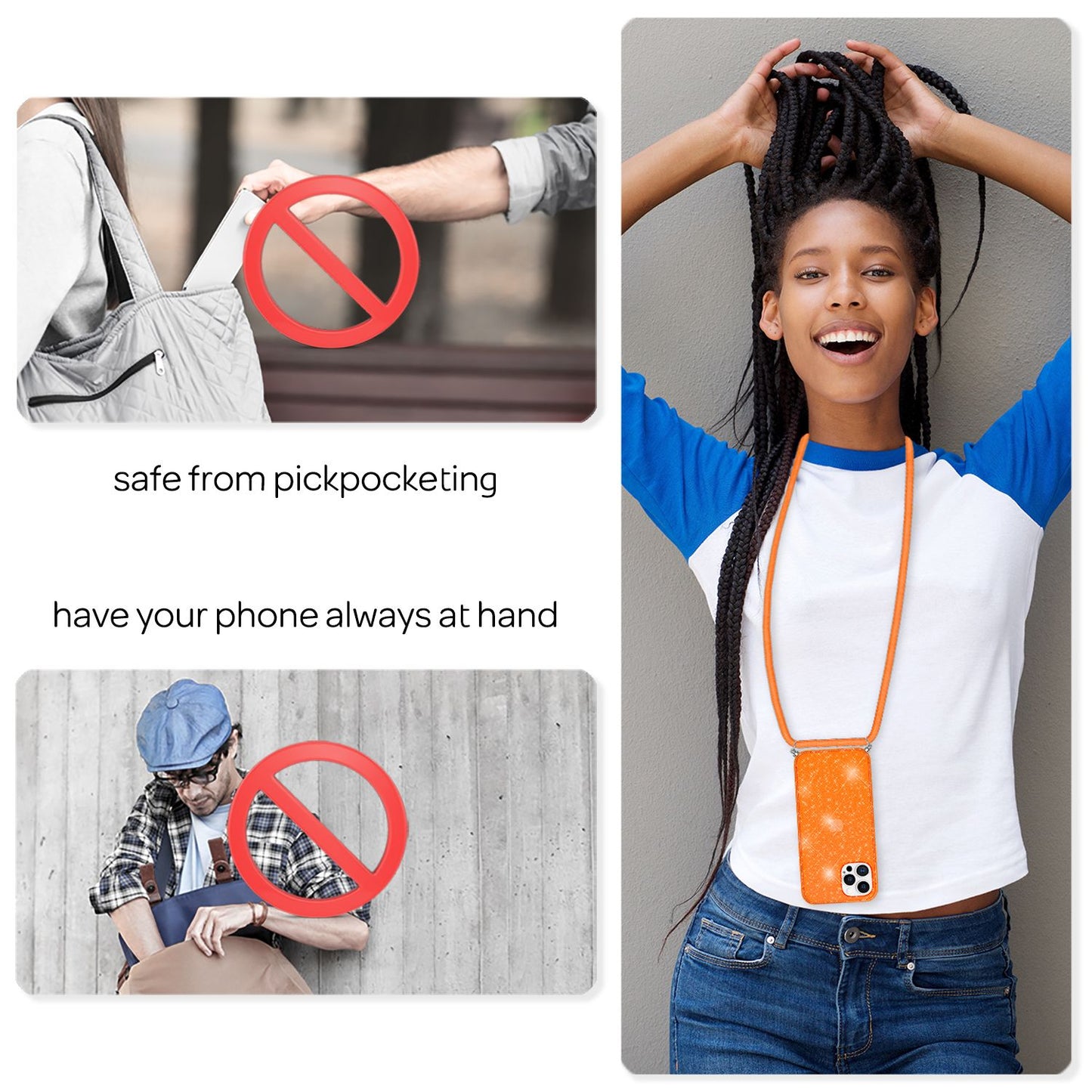 NALIA Glitter Case with Chain for iPhone 12 Pro Max, Glitter Case Cord Cover