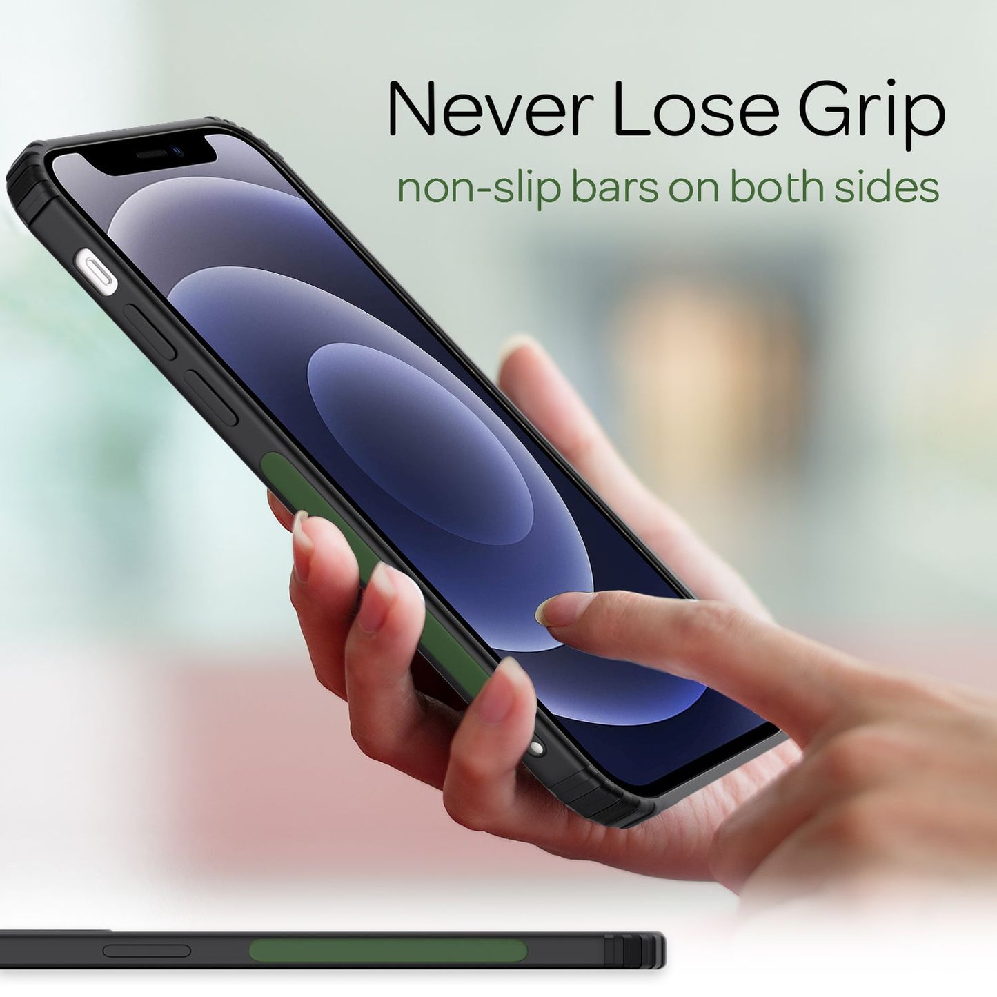 NALIA símahulstur fyrir iPhone 12 Mini, extra þunnt sílikonhulstur með stuðara