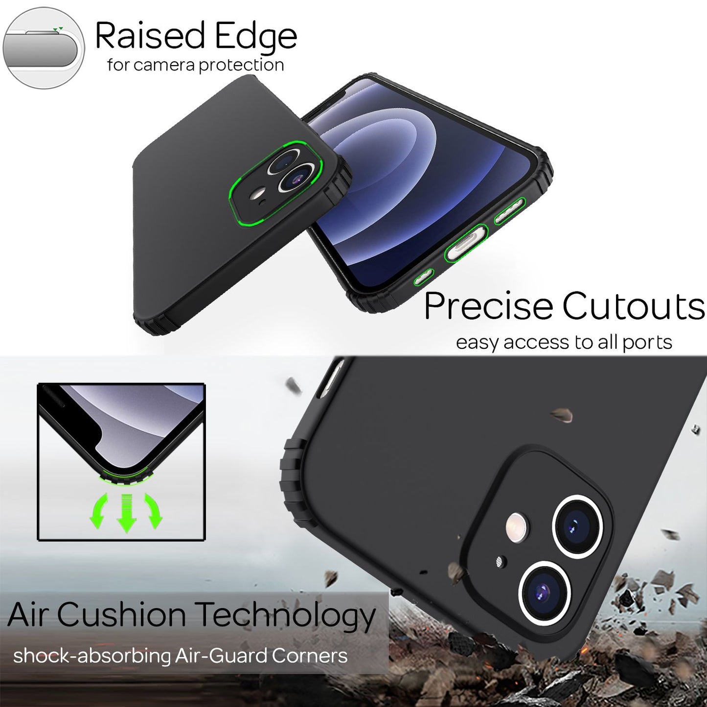 NALIA símahulstur fyrir iPhone 12 Mini, extra þunnt sílikonhulstur með stuðara