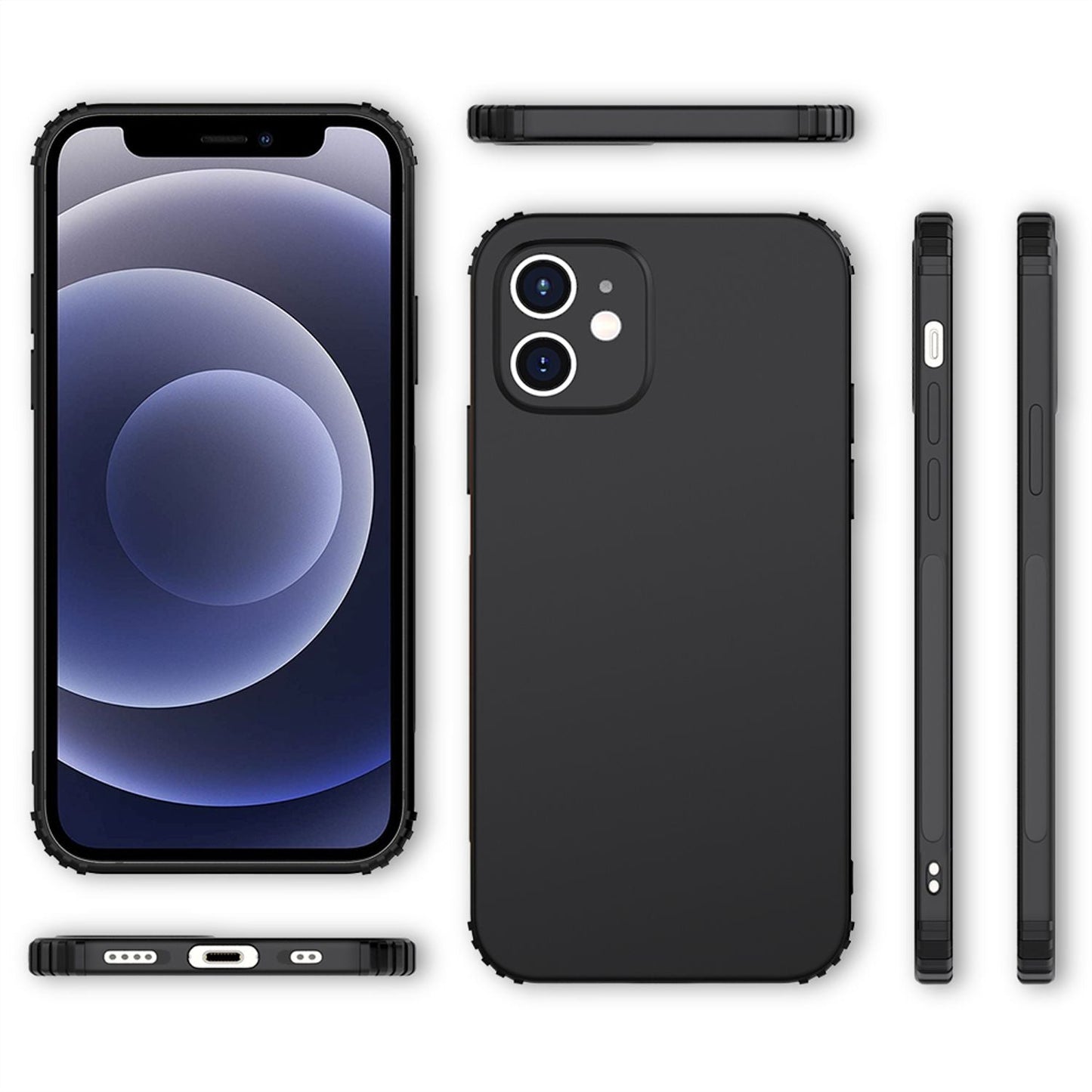 NALIA símahulstur fyrir iPhone 12 Mini, extra þunnt sílikonhulstur með stuðara