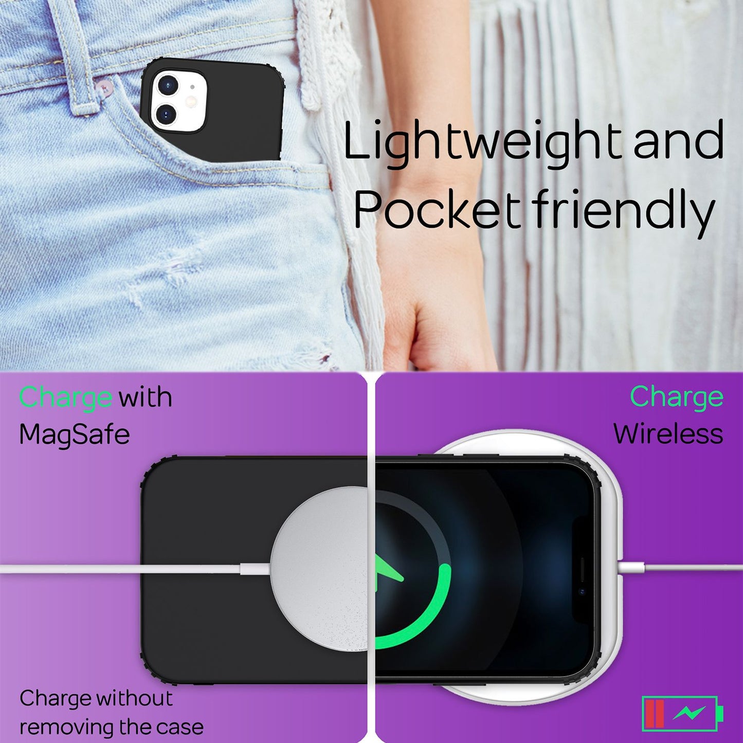 NALIA Phone Case for iPhone 12 / 12 Pro, Extra Thin Silicone Case Cover Bumper