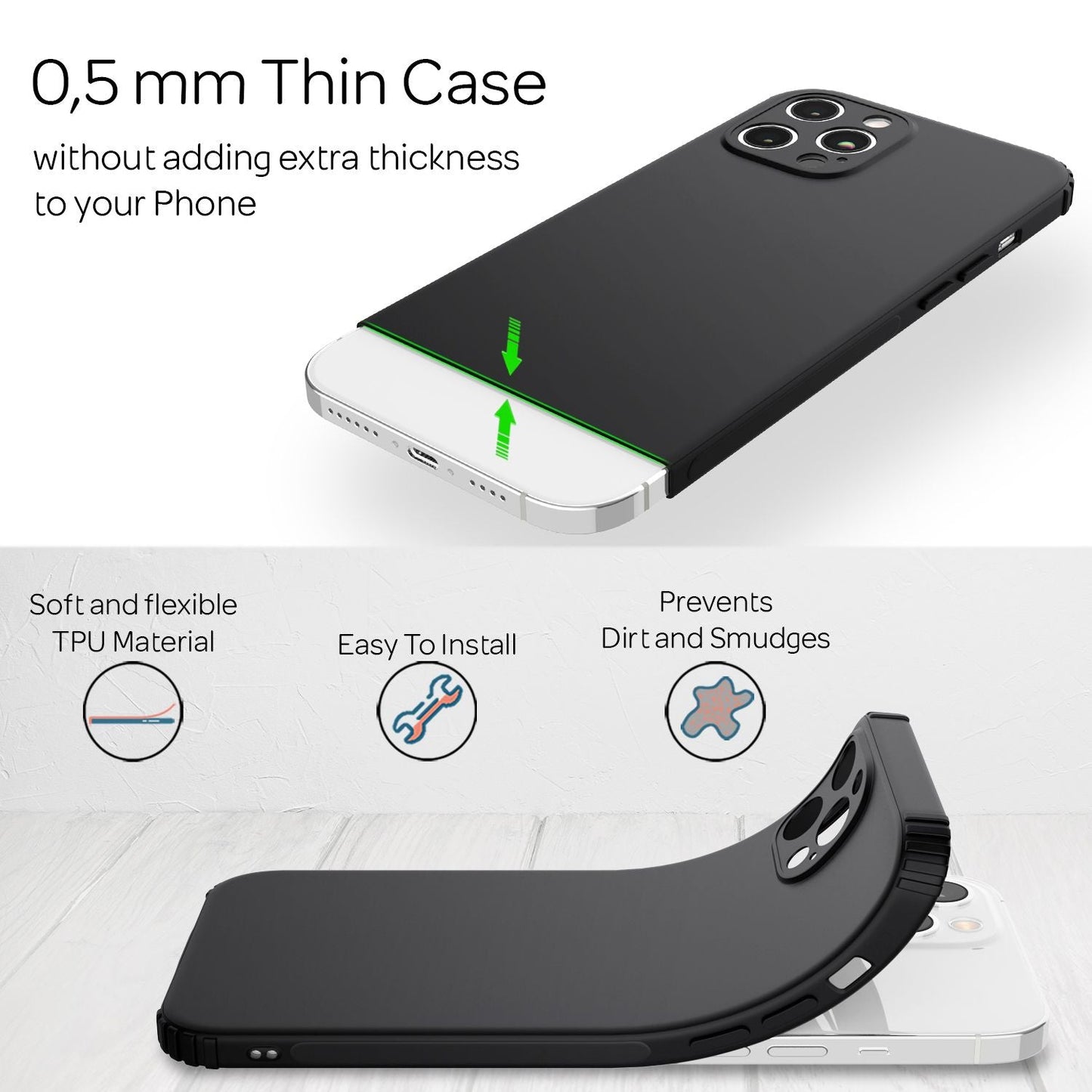 NALIA Phone Case for iPhone 12 Pro Max, Extra Thin Silicone Cover Case Bumper