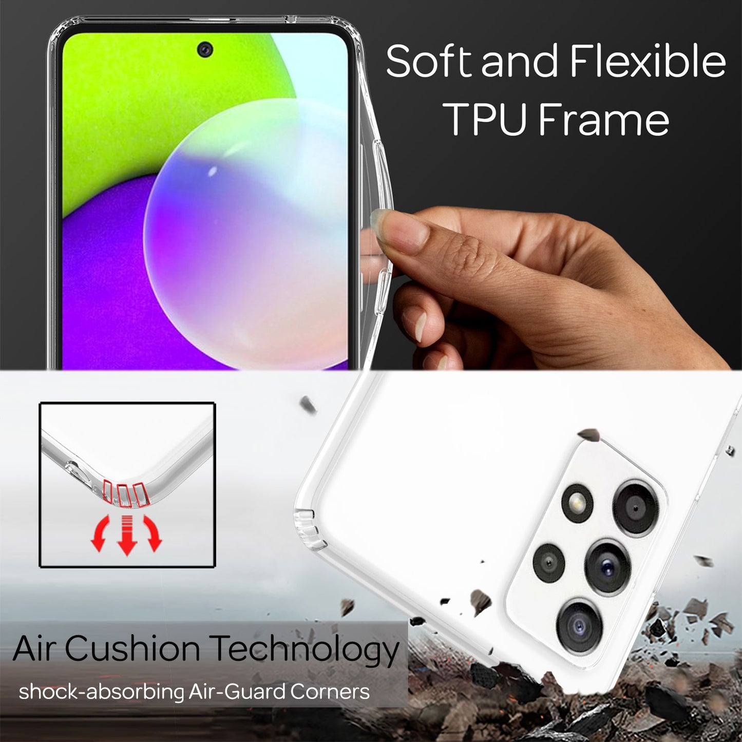 NALIA Handy Hülle für Samsung Galaxy A52 5G / A52 / A52s 5G, Transparent Case