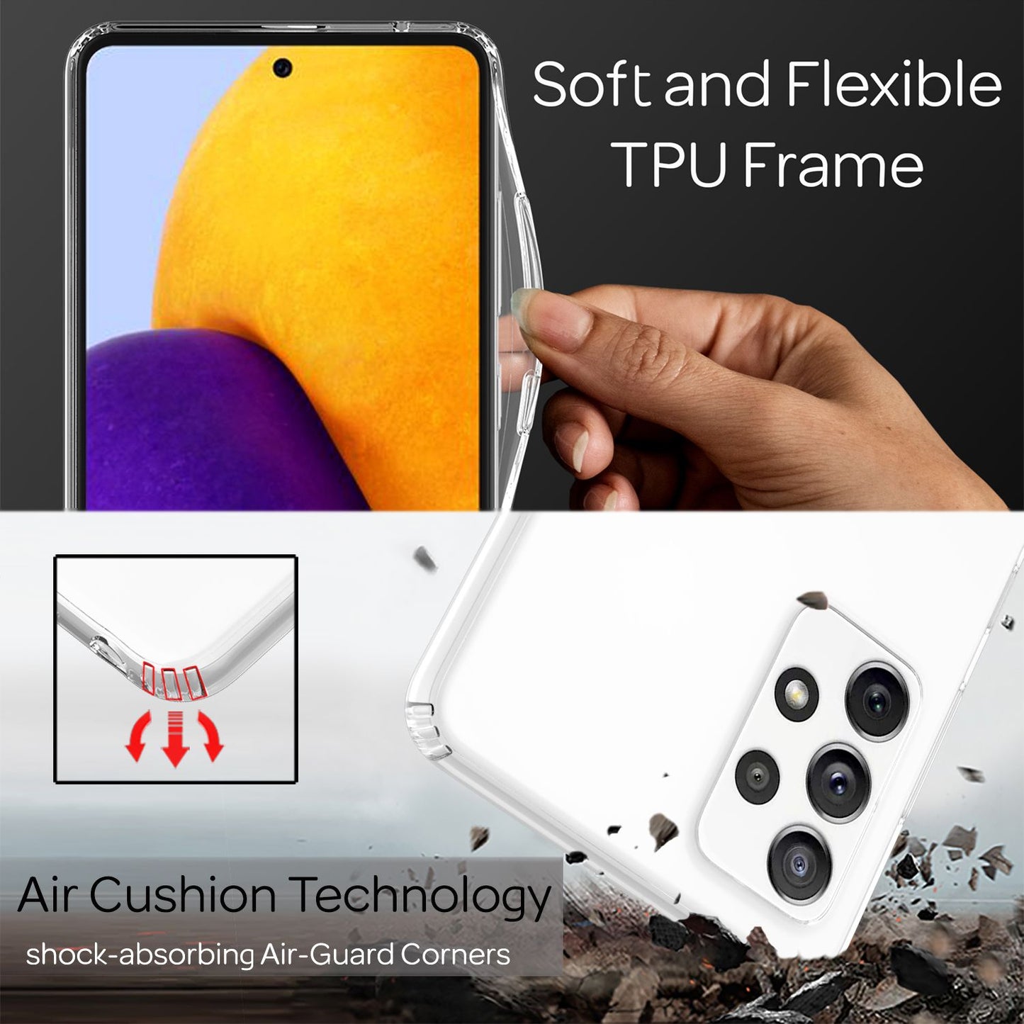 NALIA Schutzhülle für Samsung Galaxy A72, Transparente Handy Hülle Case Cover