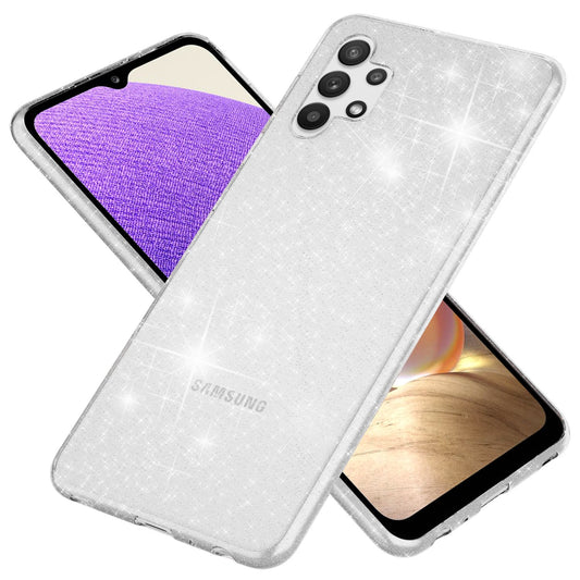 NALIA Glitter Cover fyrir Samsung Galaxy A32 5G, gegnsætt sílikon símahulstur