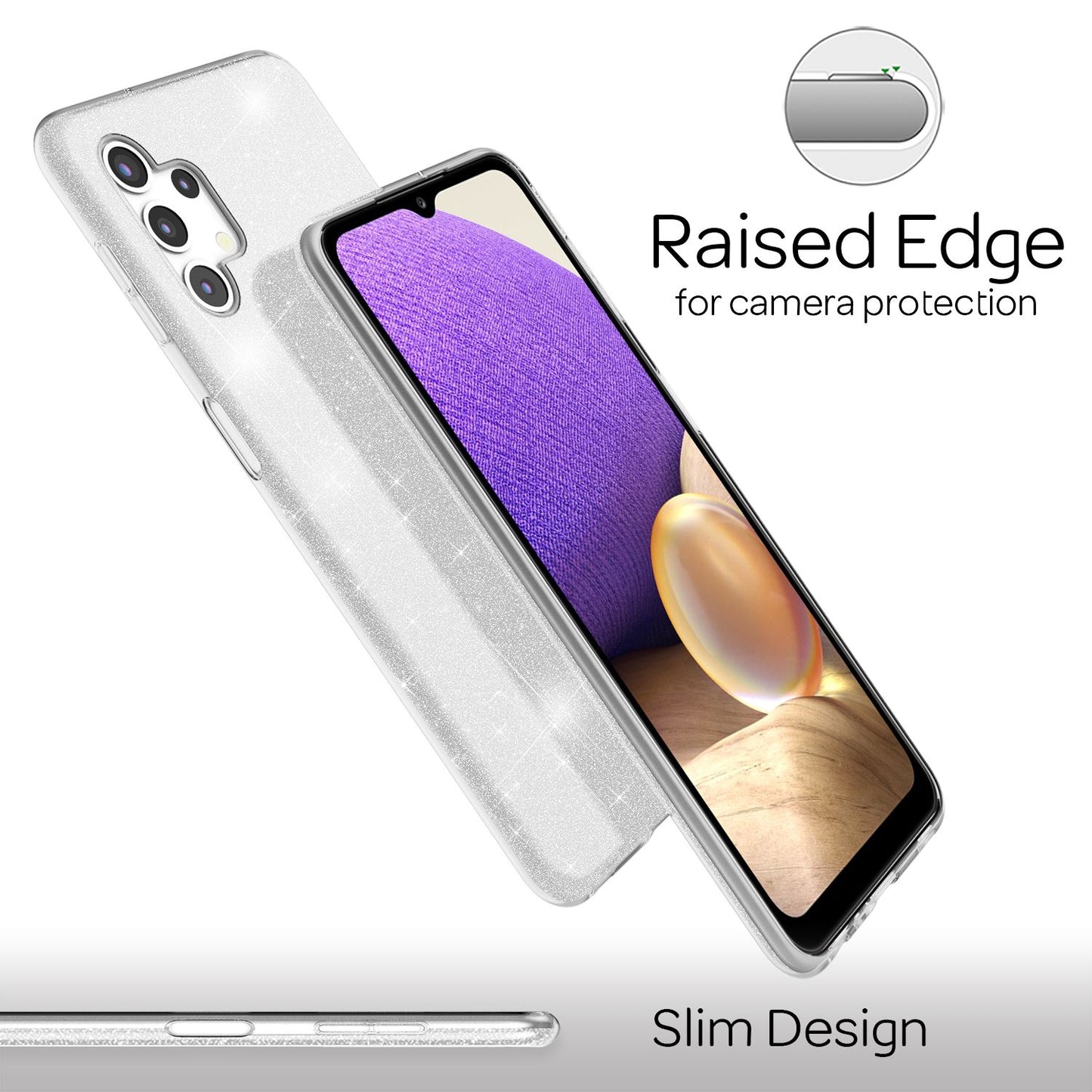 NALIA Glitter Phone Case for Samsung Galaxy A32 5G, Shiny Silicone Cover Case