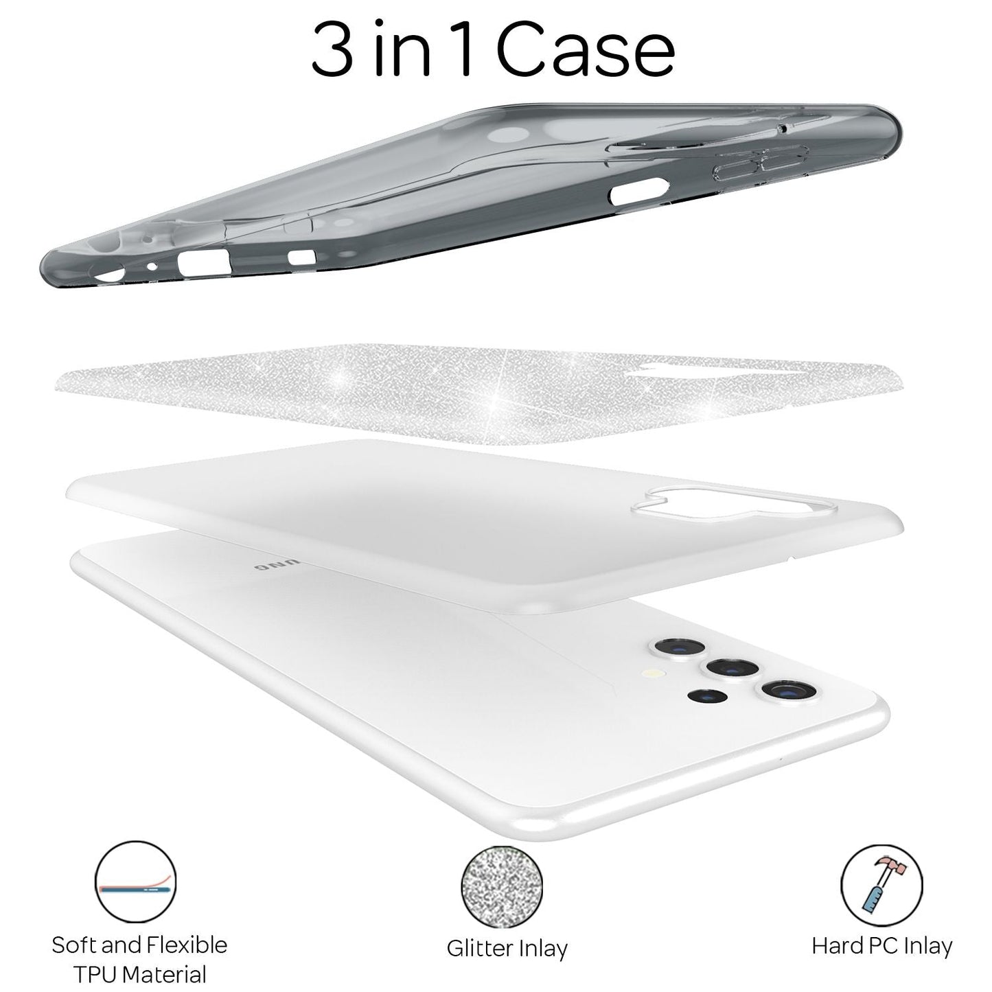 NALIA Glitter Phone Case for Samsung Galaxy A32 5G, Shiny Silicone Cover Case